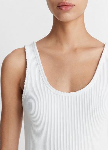 Raw-Edge Ribbed Scoop-Neck Tank image number 1