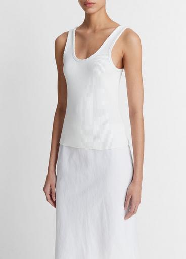 Raw-Edge Ribbed Scoop-Neck Tank image number 2