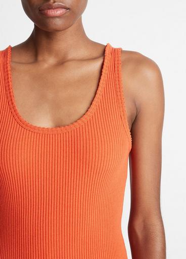Raw-Edge Ribbed Scoop-Neck Tank image number 1