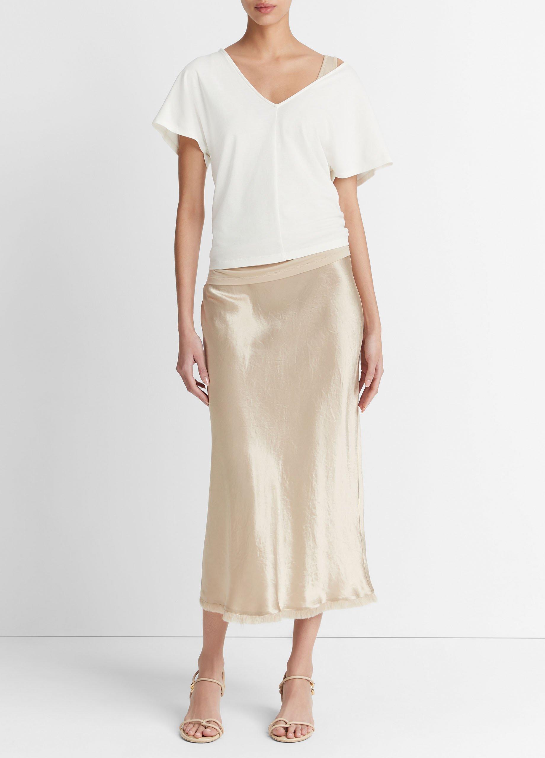 Cotton Flutter Dolman-Sleeve V-Neck T-Shirt image number 0