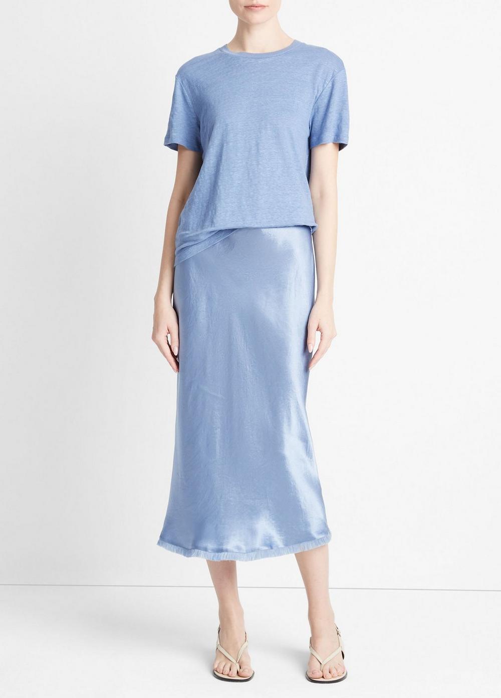 Linen Drop-Shoulder Crew Neck T-Shirt in Shirts & Tees | Vince Linen Drop-Shoulder Crew Neck T-Shirt in Shirts & Tees | Vince