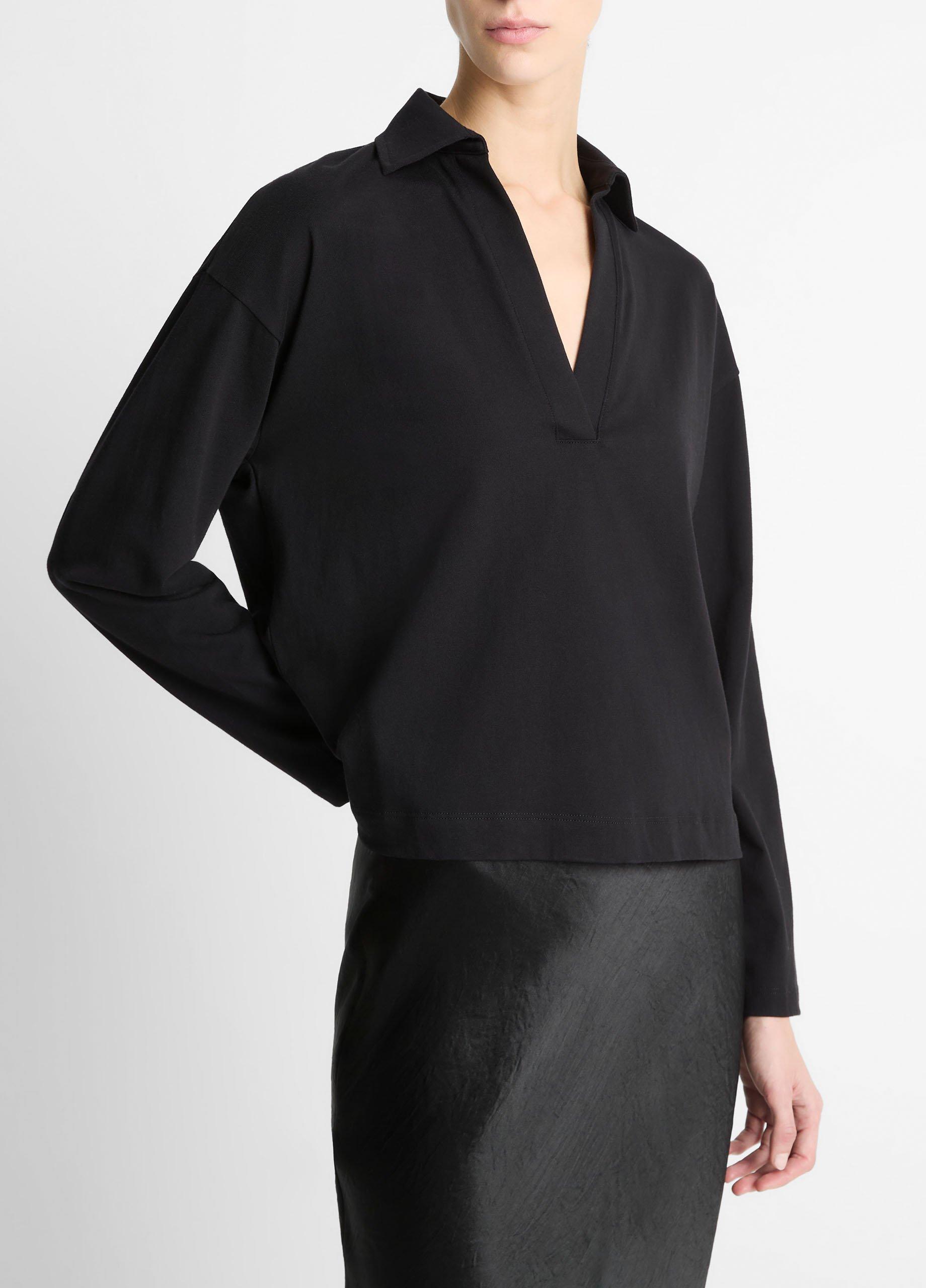 Easy Pima Cotton Long-Sleeve Polo Shirt image number 1