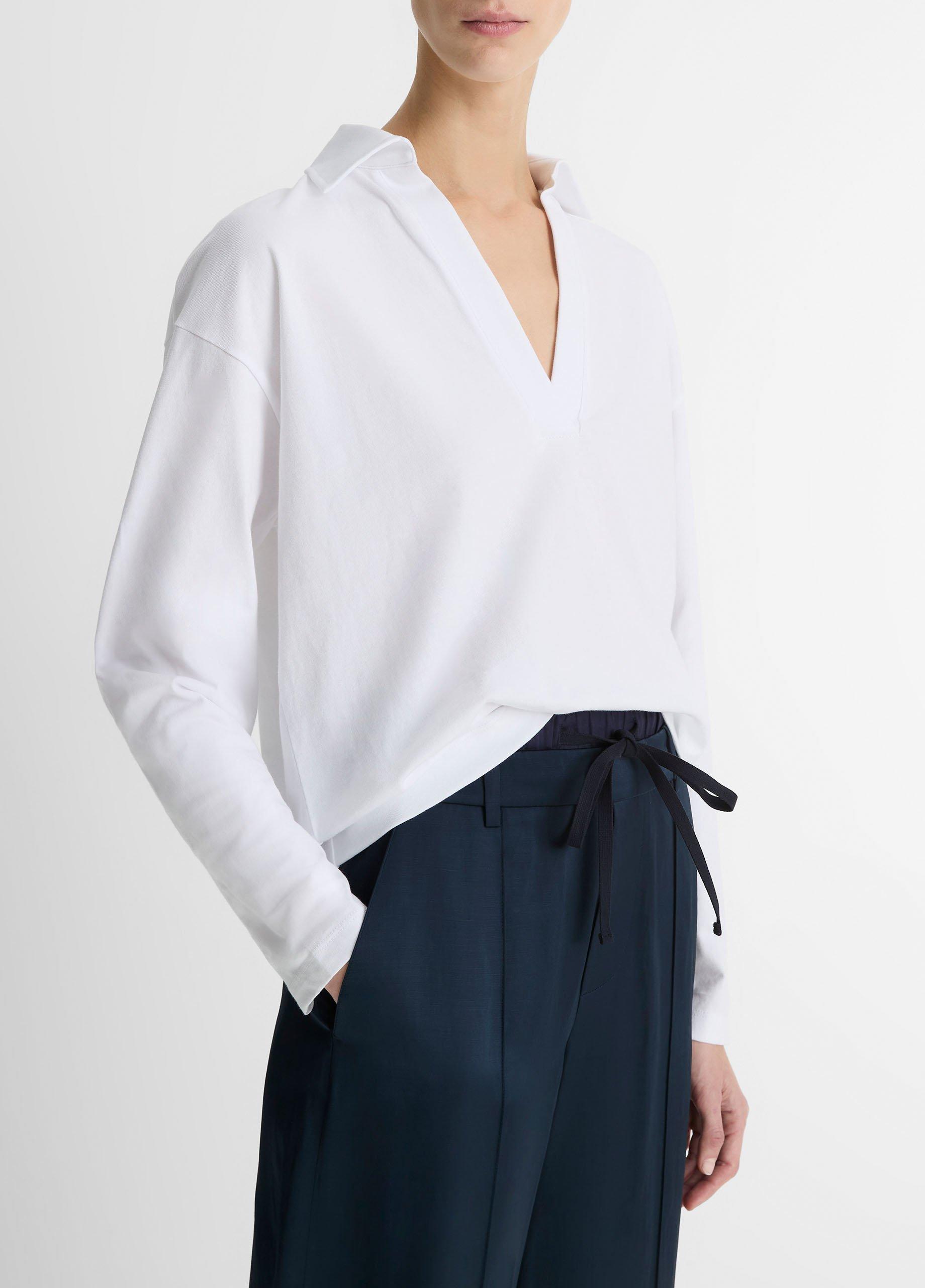 Easy Pima Cotton Long-Sleeve Polo Shirt image number 1