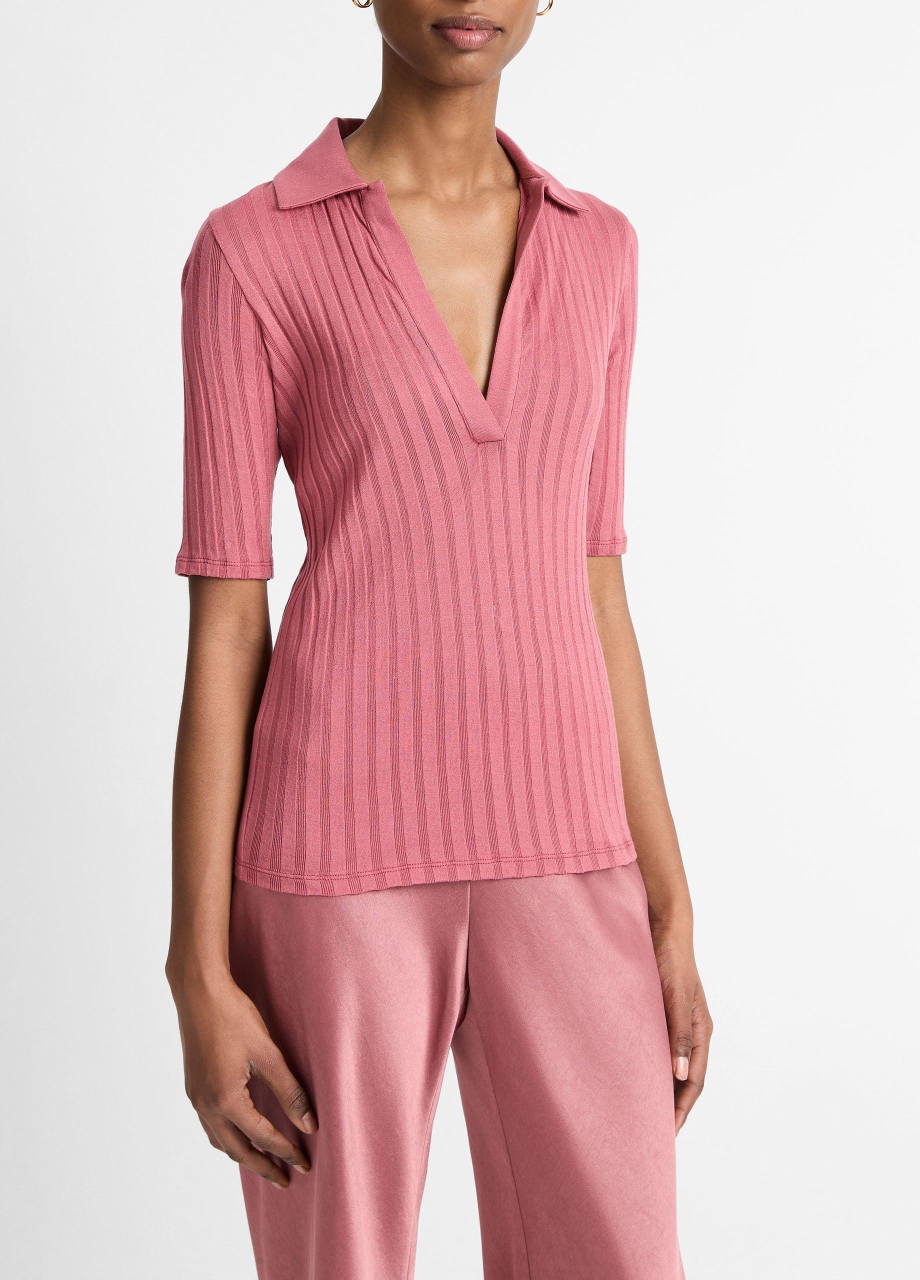 Cotton Elbow-Sleeve Polo Shirt image number 1