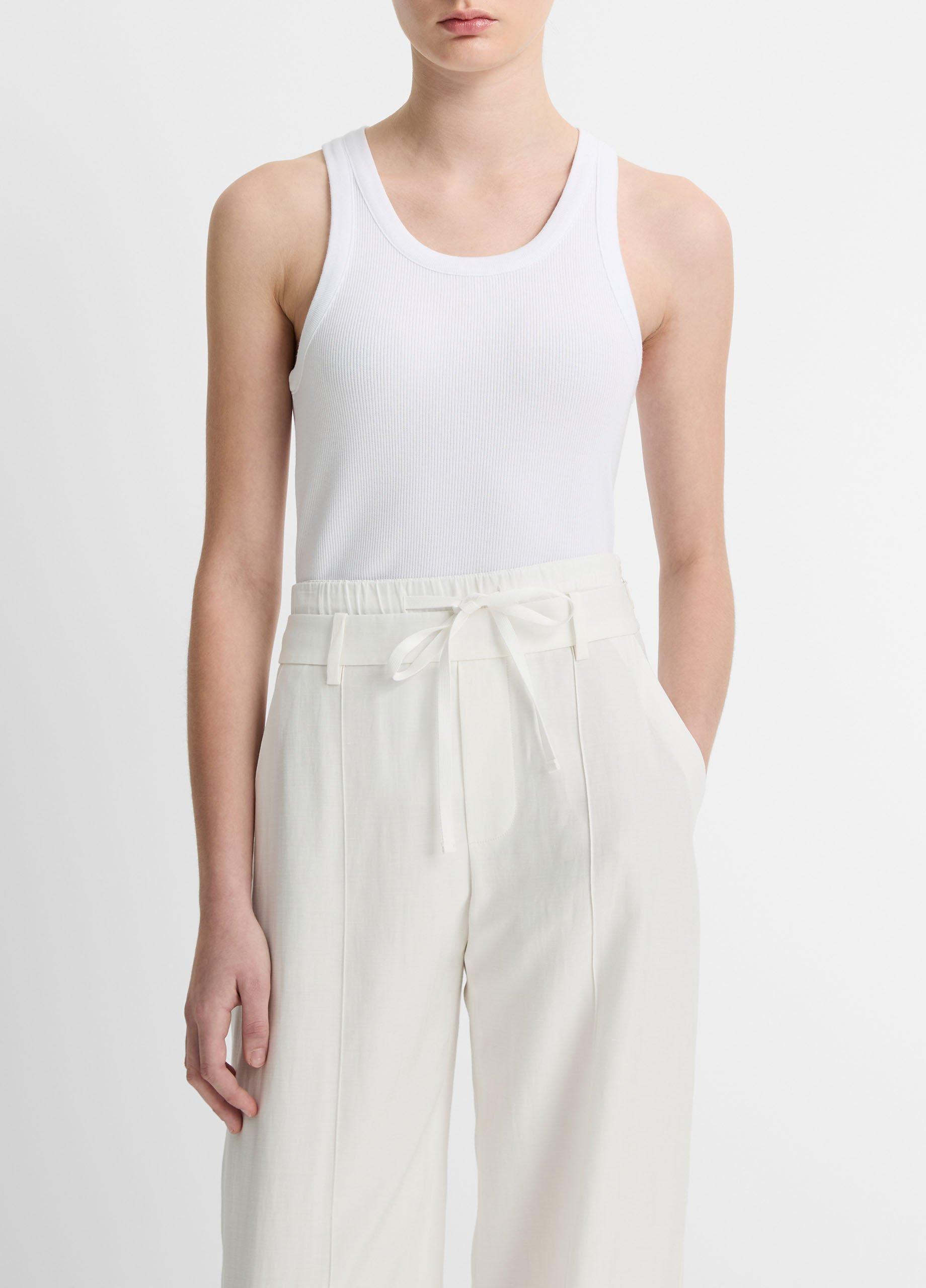 빈스 Vince Ribbed Scoop-Neck Tank,OPTIC WHITE