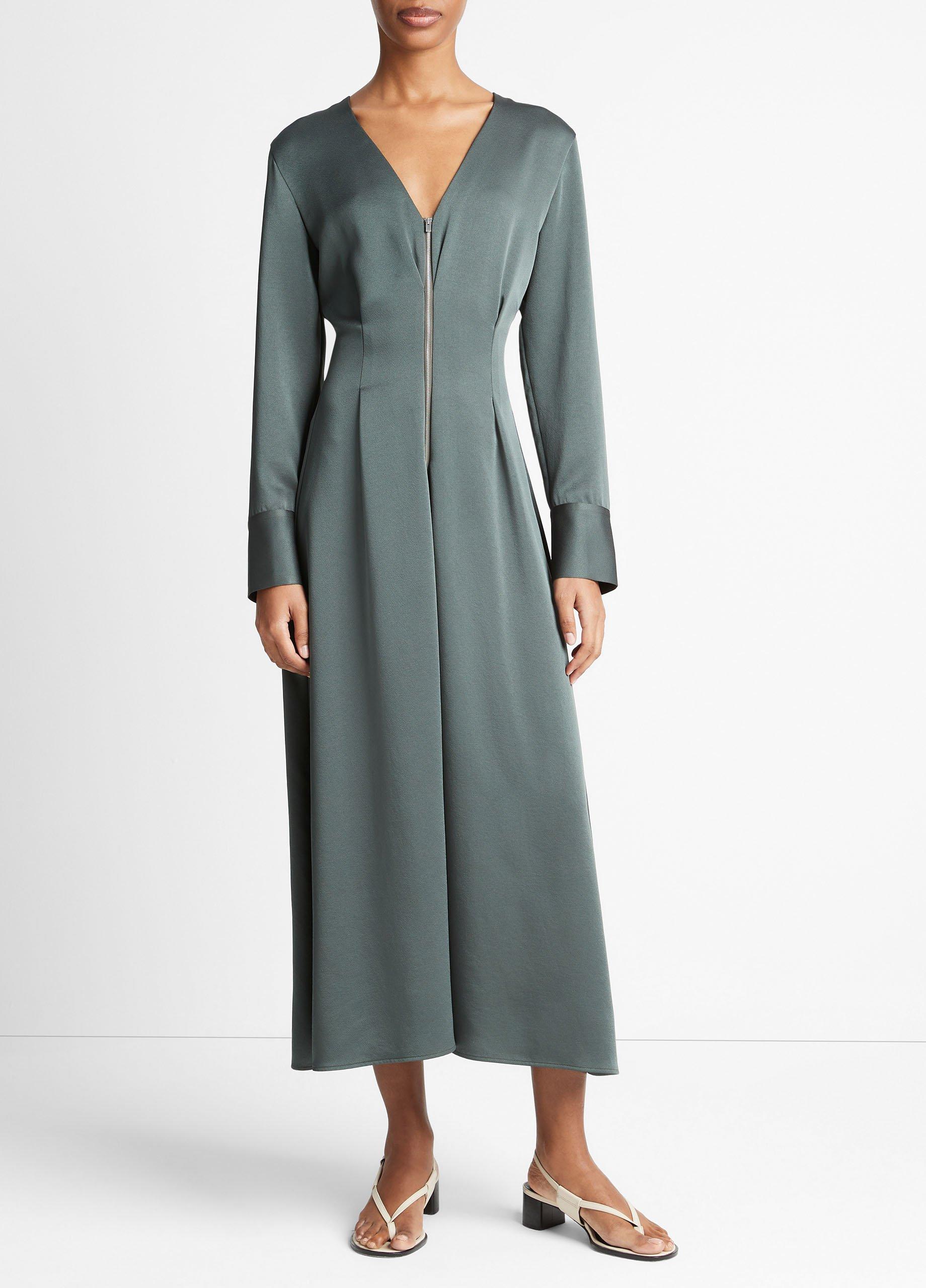 Zip Front Long Sleeve Dress in Employee Sale 70 Bucket Vince