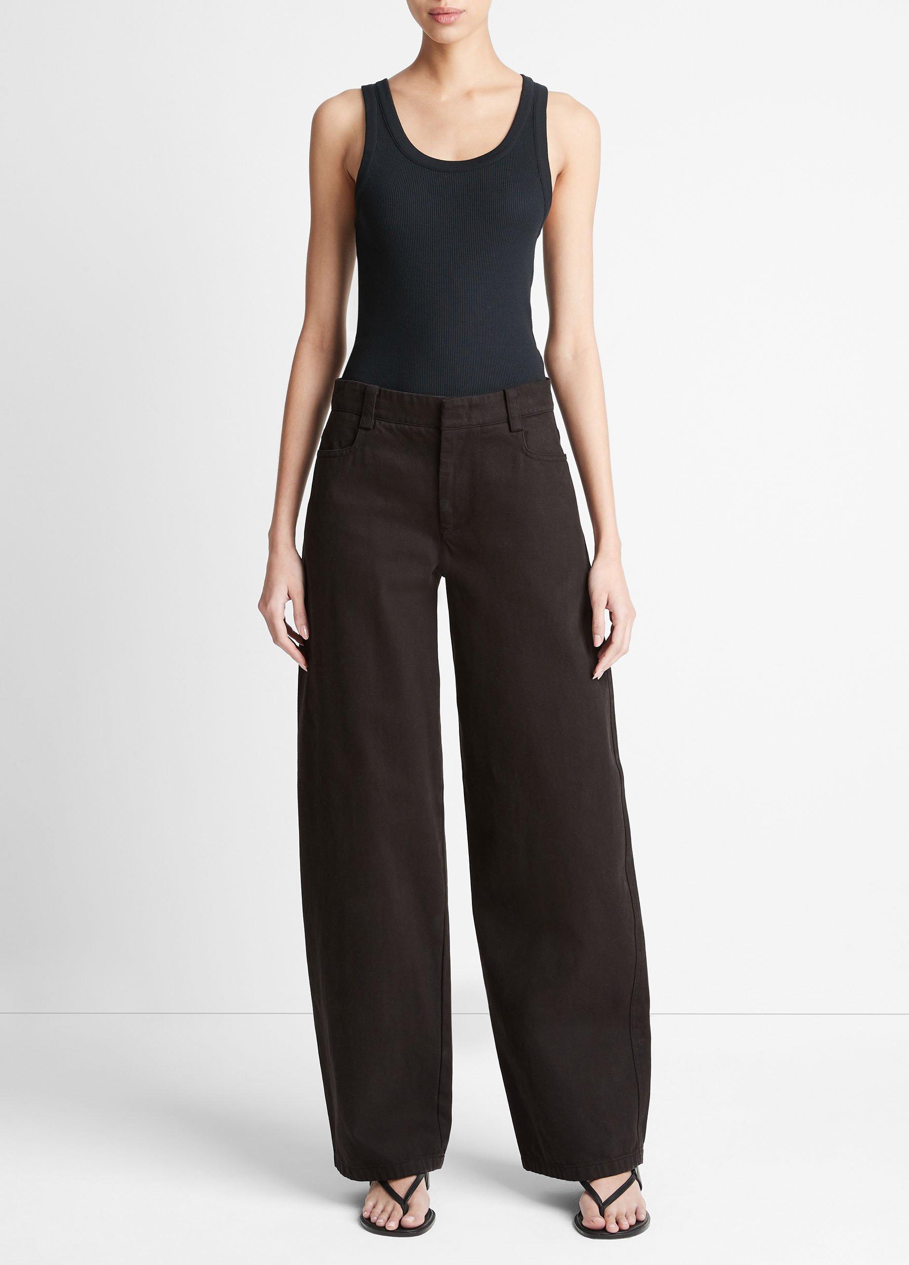 cotton twill wide leg pant