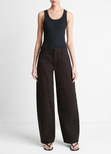 Washed Cotton Twill Wide-Leg Pant in Wide Leg