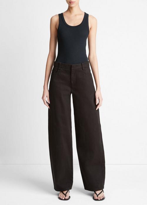 Washed Cotton Twill Wide-Leg Pant
