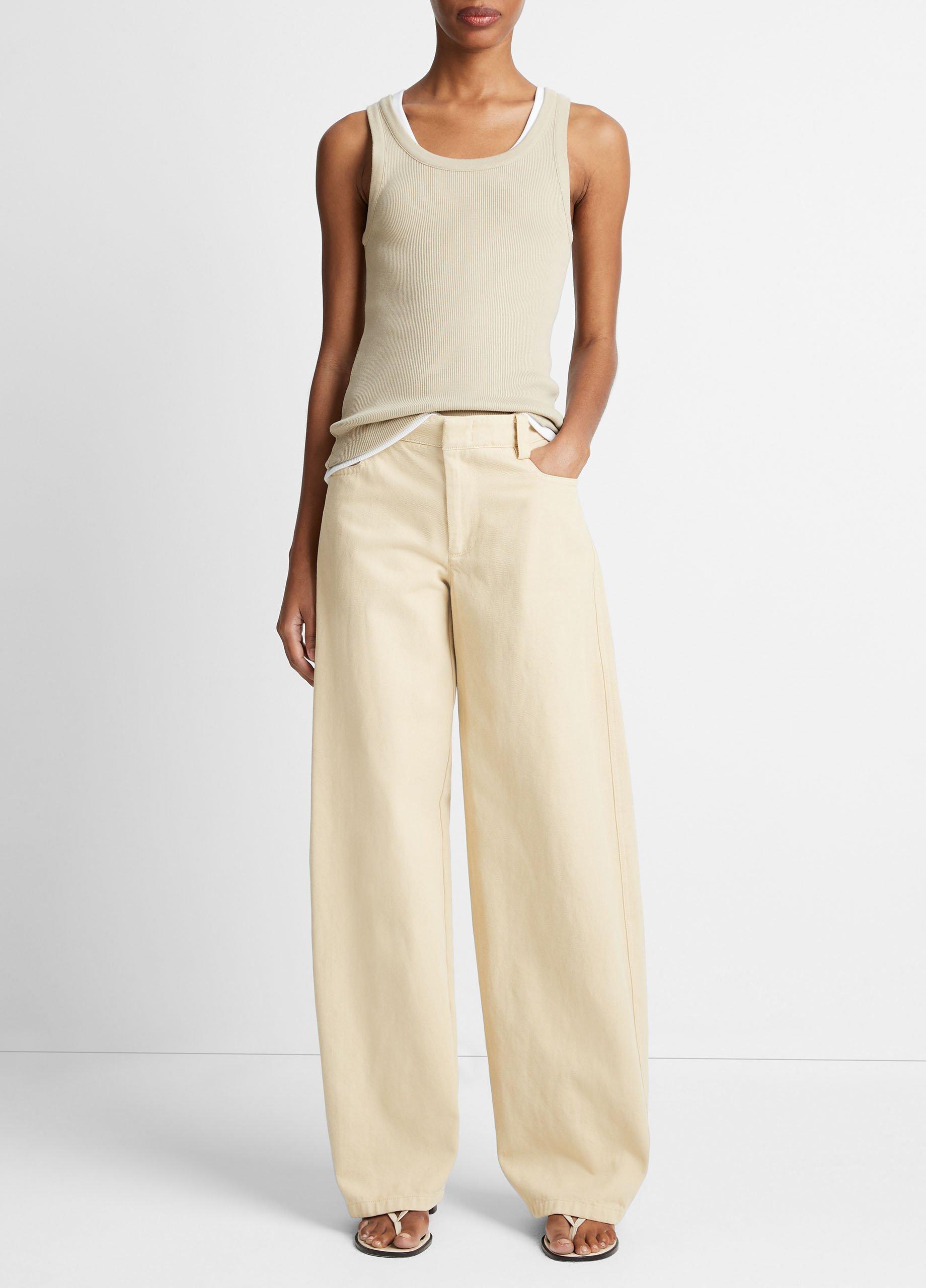 Washed Cotton Twill Wide-Leg Pant