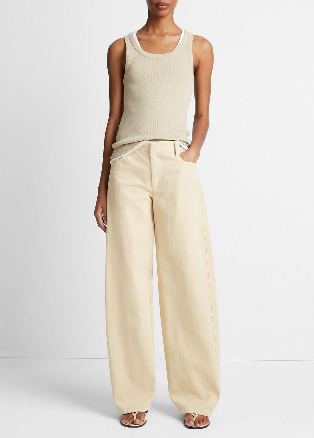 Washed Cotton Twill Wide-Leg Pant in Wide Leg | Vince