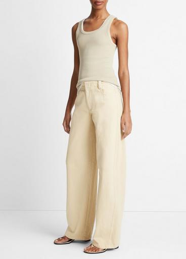 Washed Cotton Twill Wide-Leg Pant in Wide Leg