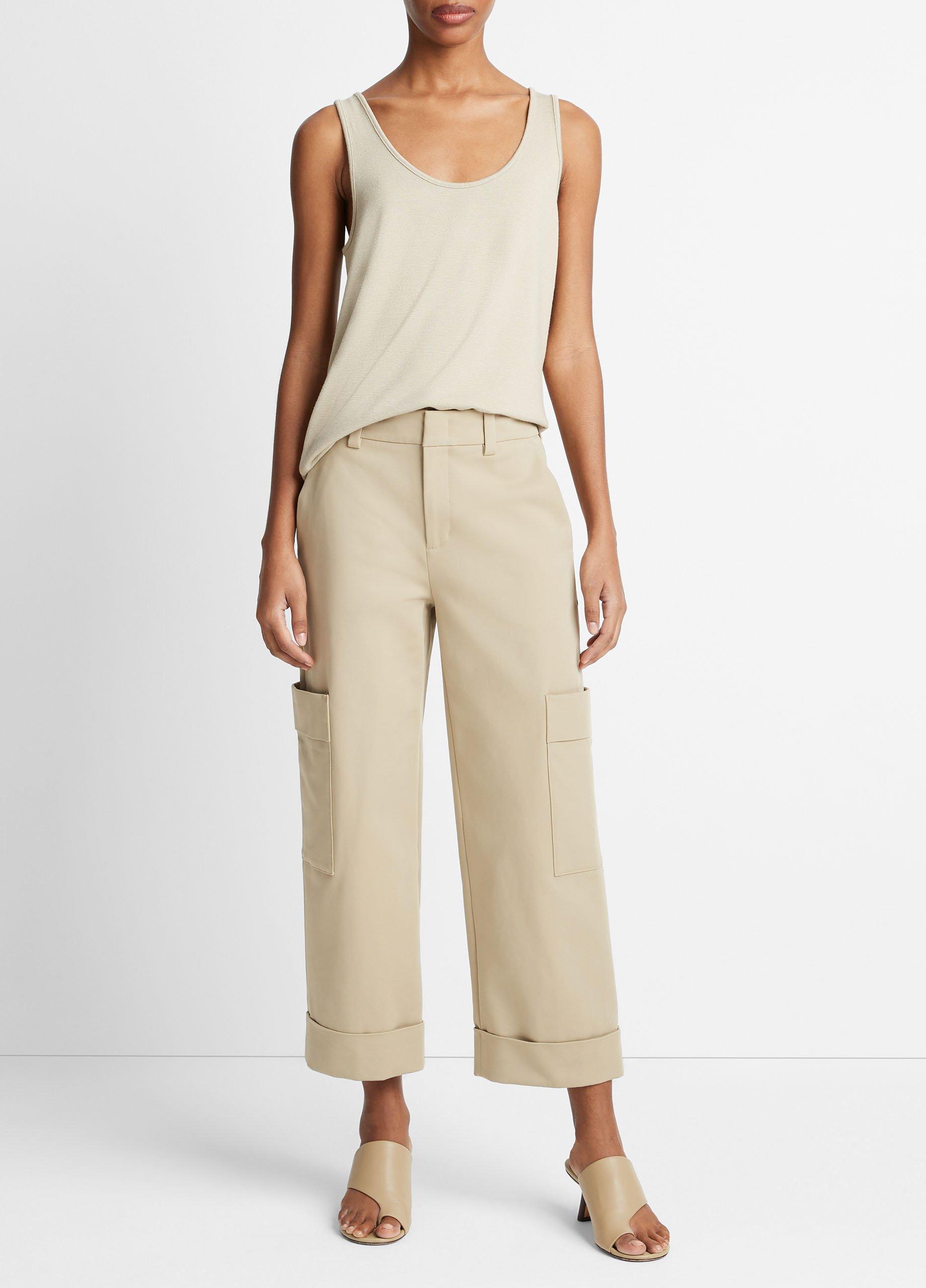 Cotton Cropped Utility Pant, Sepia, Size 0 Vince