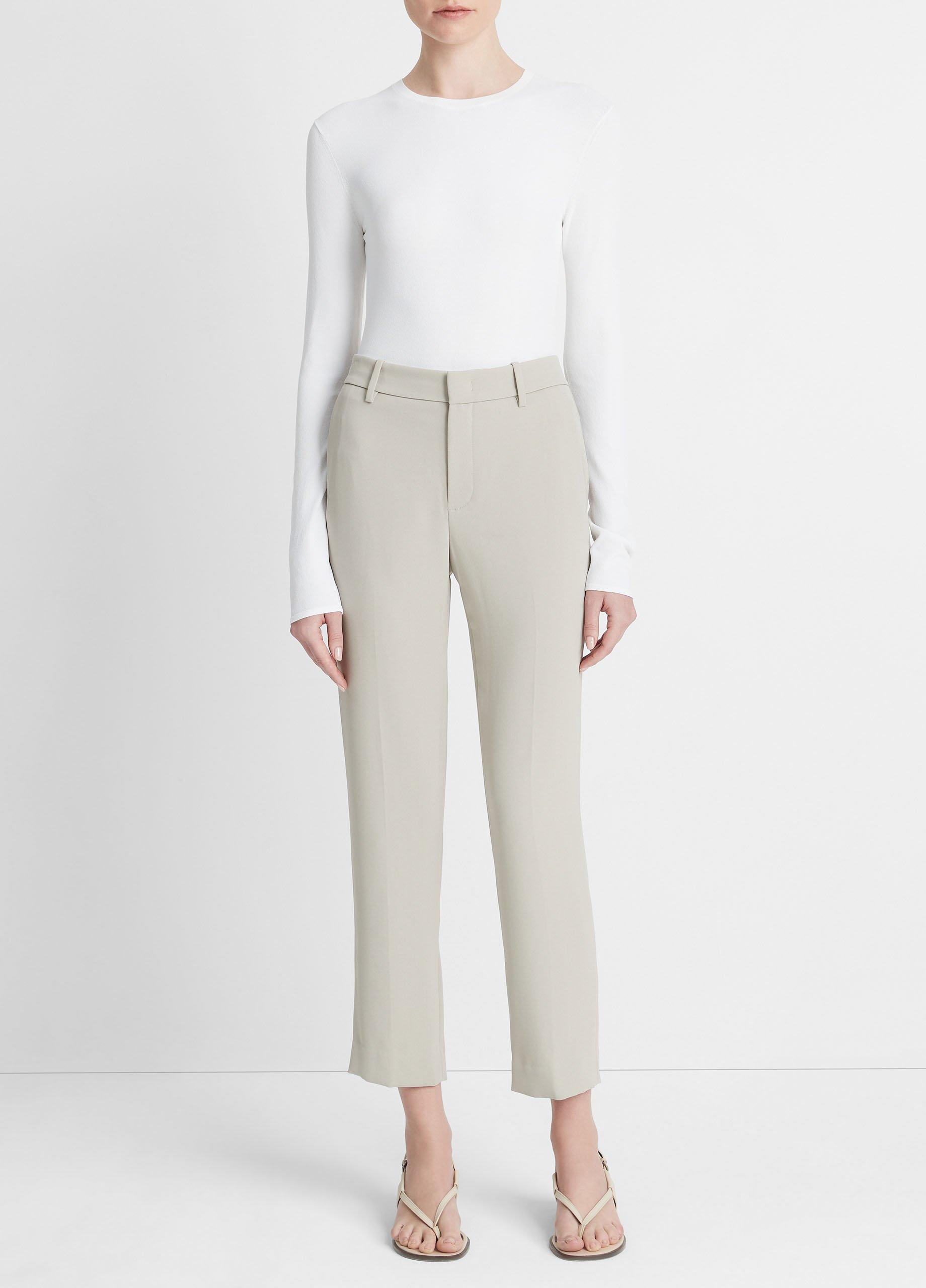 Stretch crepe semi-straight-leg pant