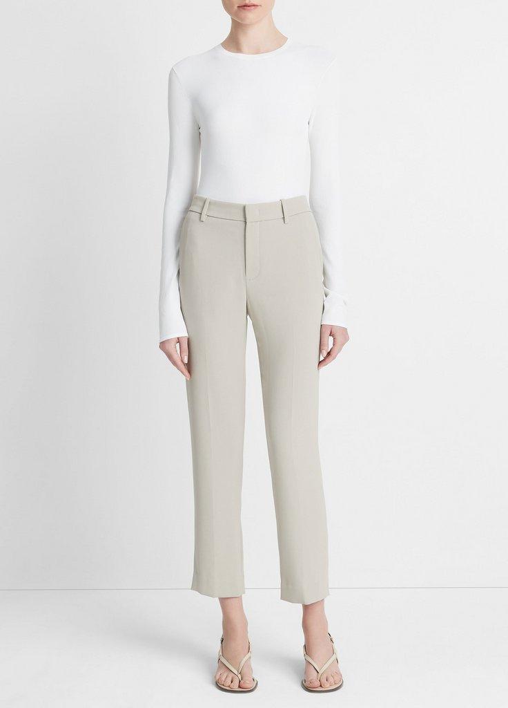 Crepe Tailored Straight-Leg Pant in Trousers