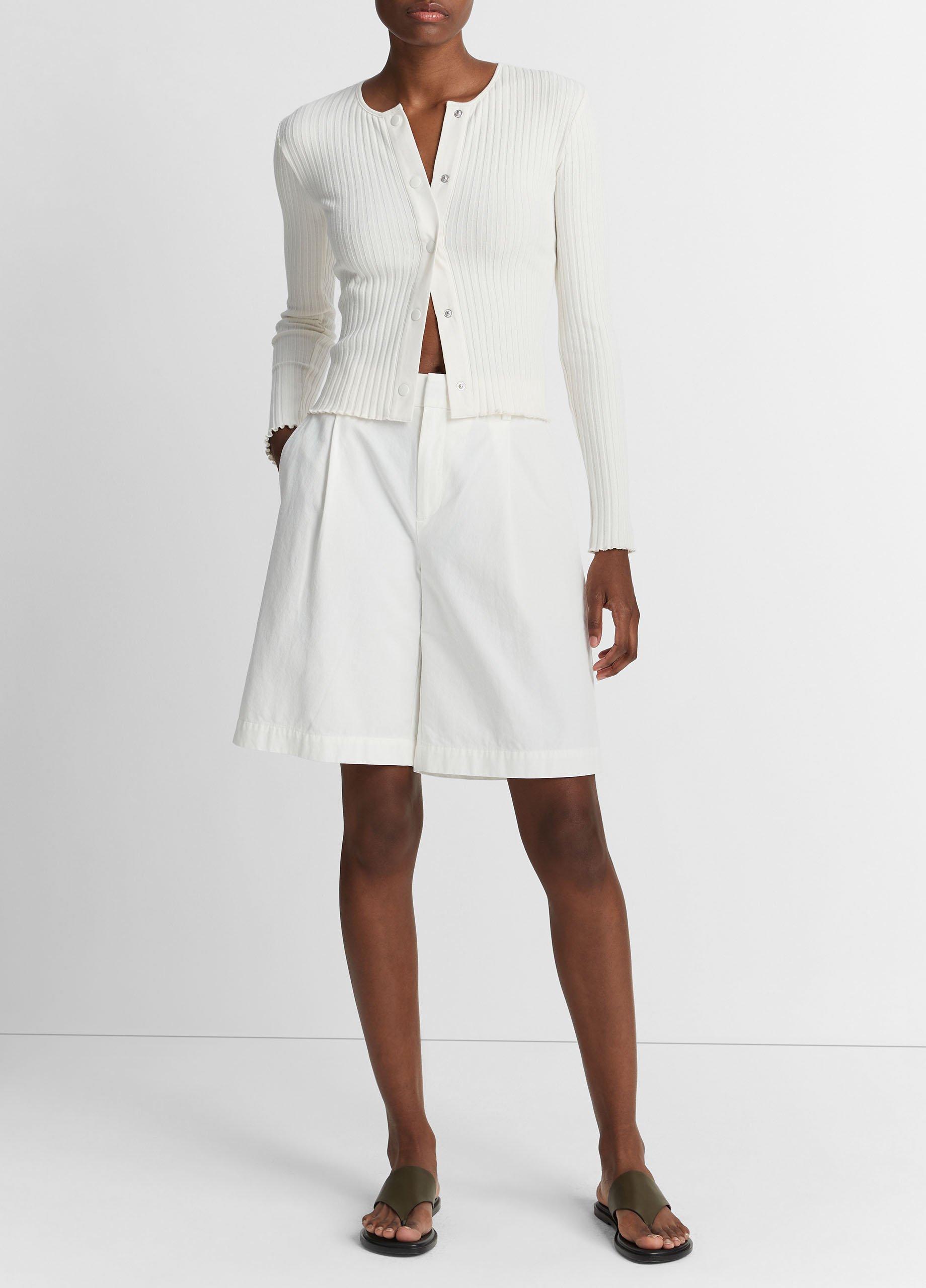 Ribbed Snap-Front Long-Sleeve Top image number 0