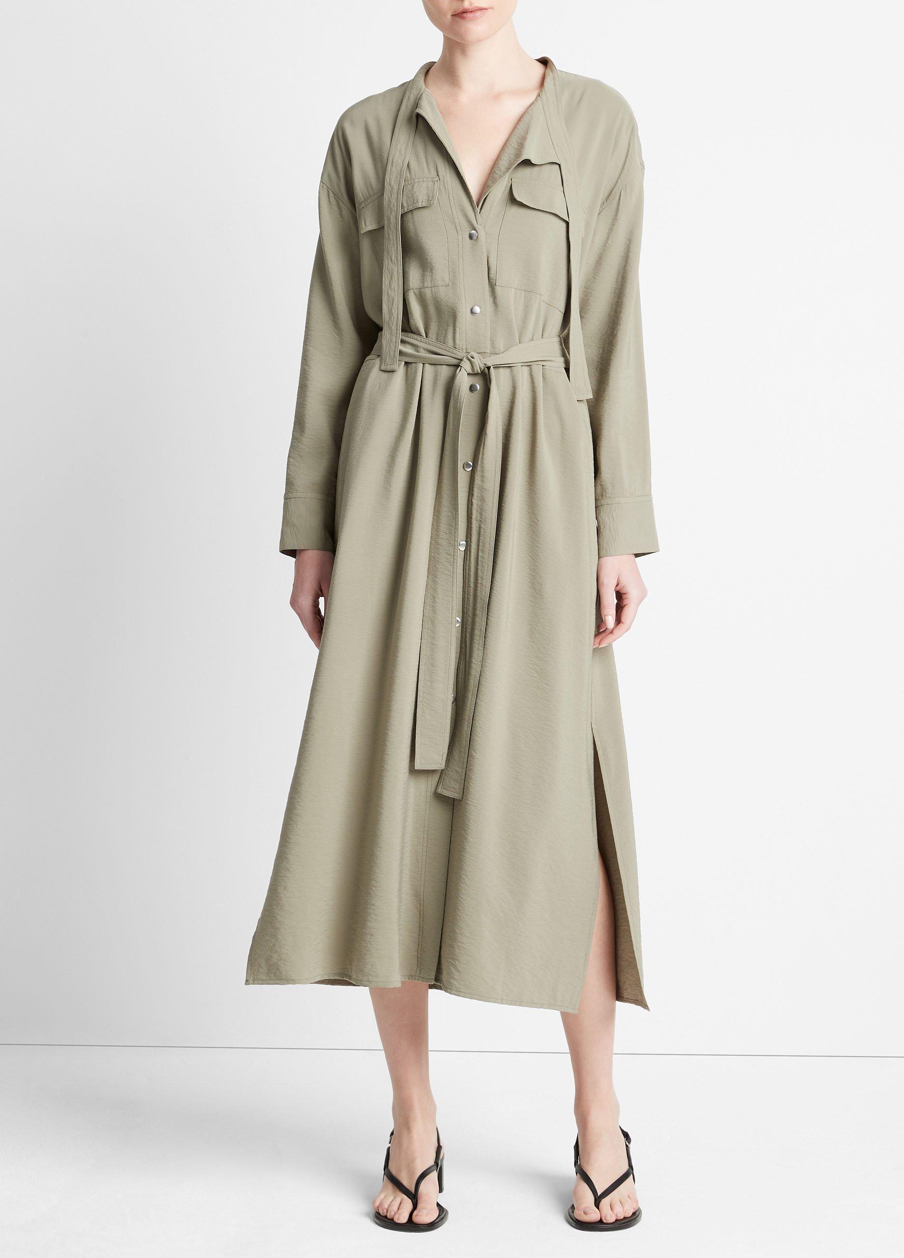 빈스 Vince Soft Utility Shirt Dress,LIGHT SEA FERN