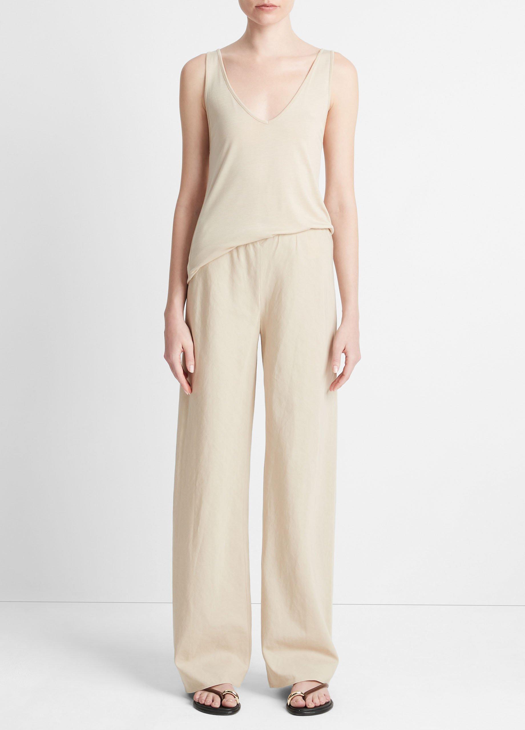 빈스 Vince Cotton-Blend High-Waist Bias Pant,WHITE OAK