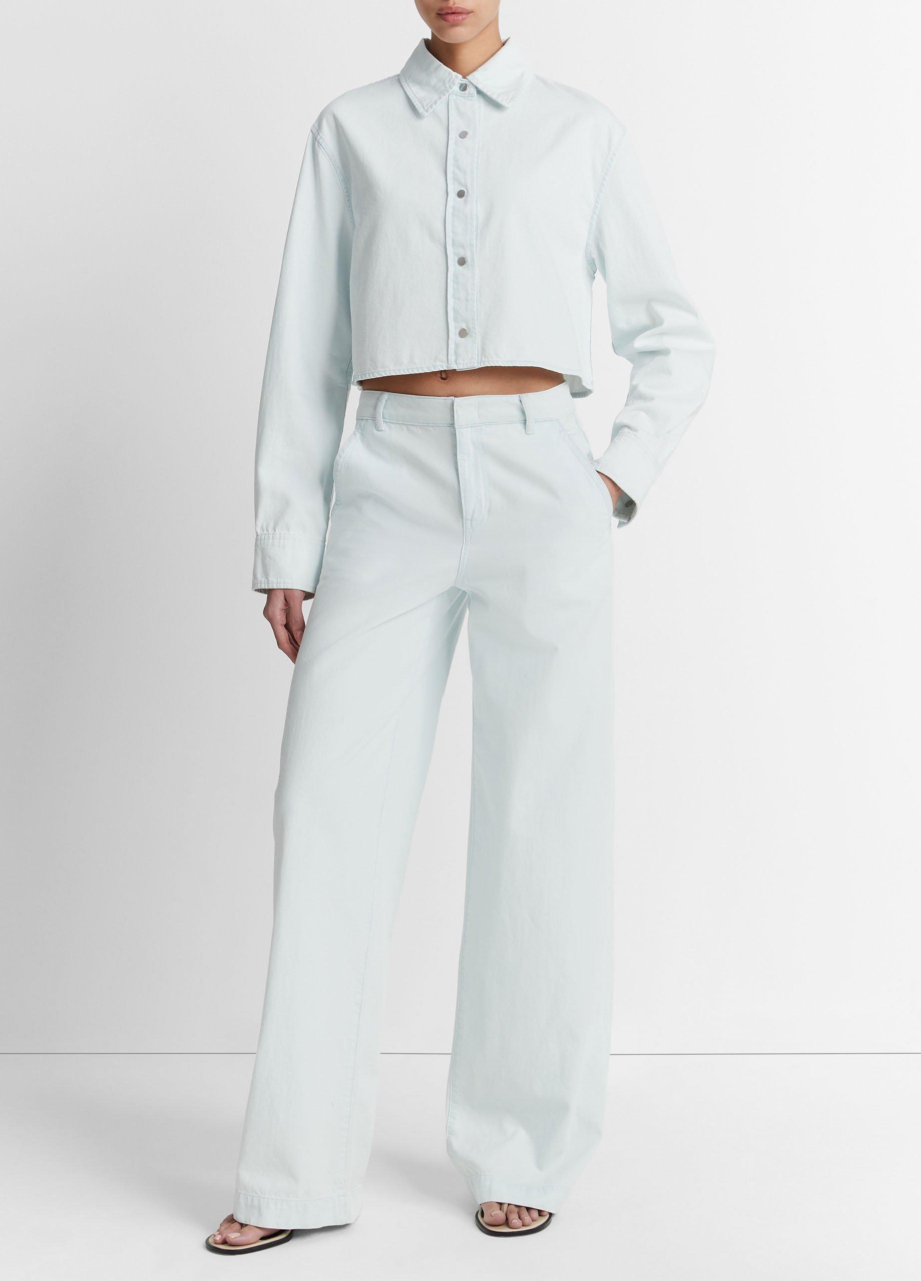 빈스 Vince Washed Cotton Wide-Leg Trouser,CELESTINE