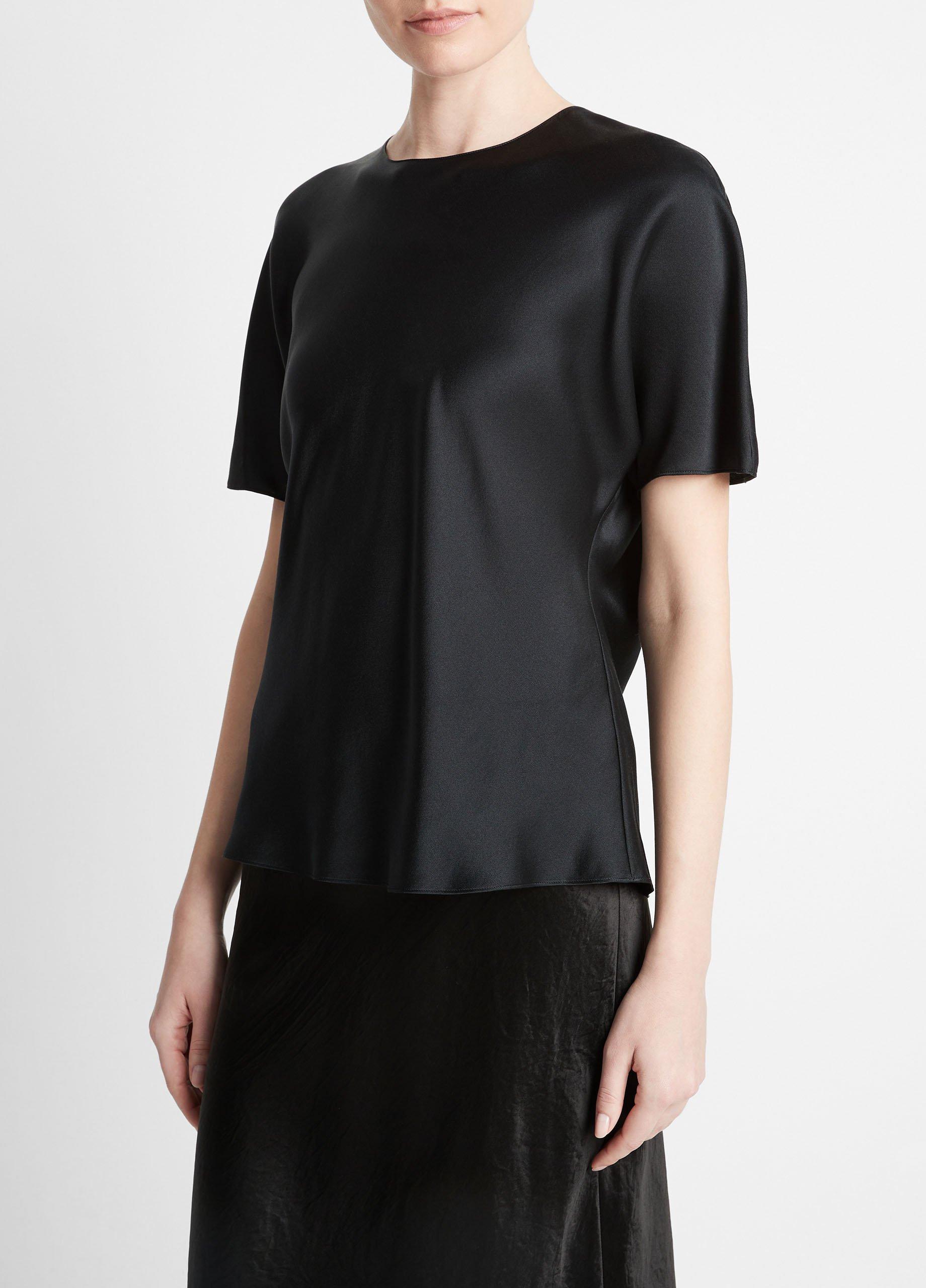 Tシャツ・カットソー Carven Deep Black Silk T-Shirt PURE SILK T-SHIRT - BLACK | COS