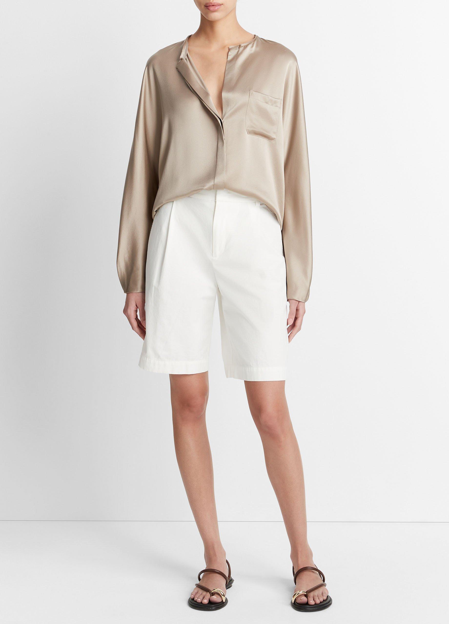 Silk Raw-Edge Button-Front Blouse image number 0