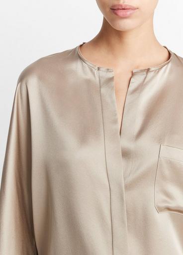 Silk Raw-Edge Button-Front Blouse image number 1