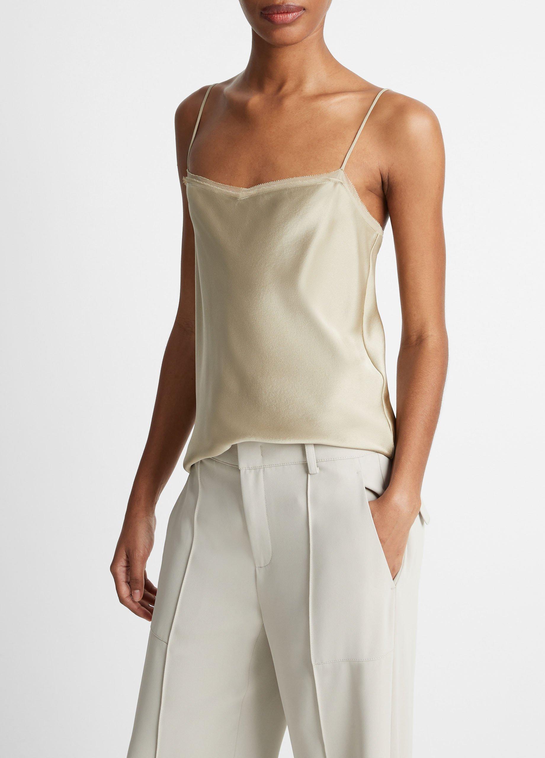 Chiffon-Trim Silk Camisole