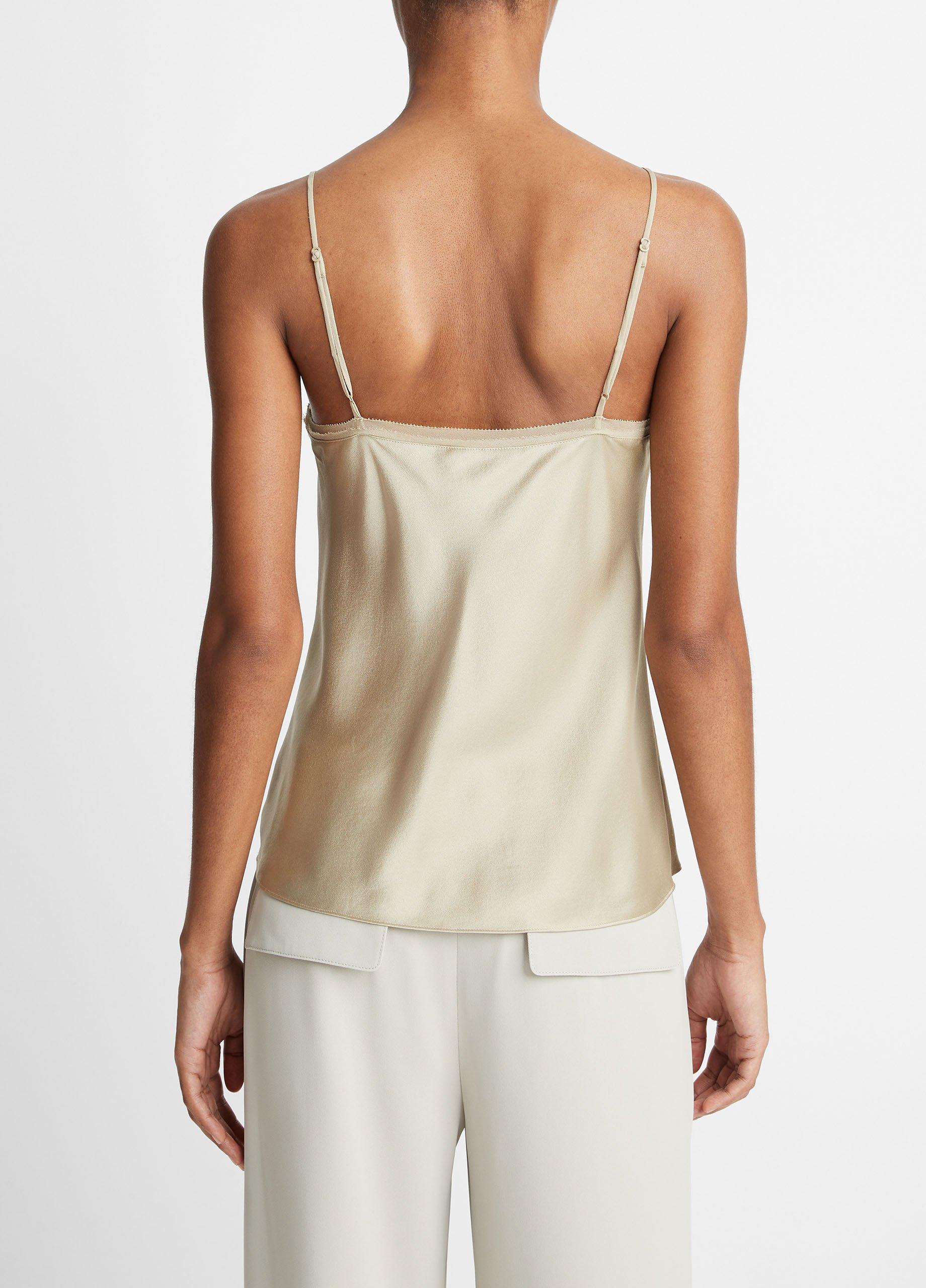 Chiffon-Trim Silk Camisole in Tank Tops | Vince