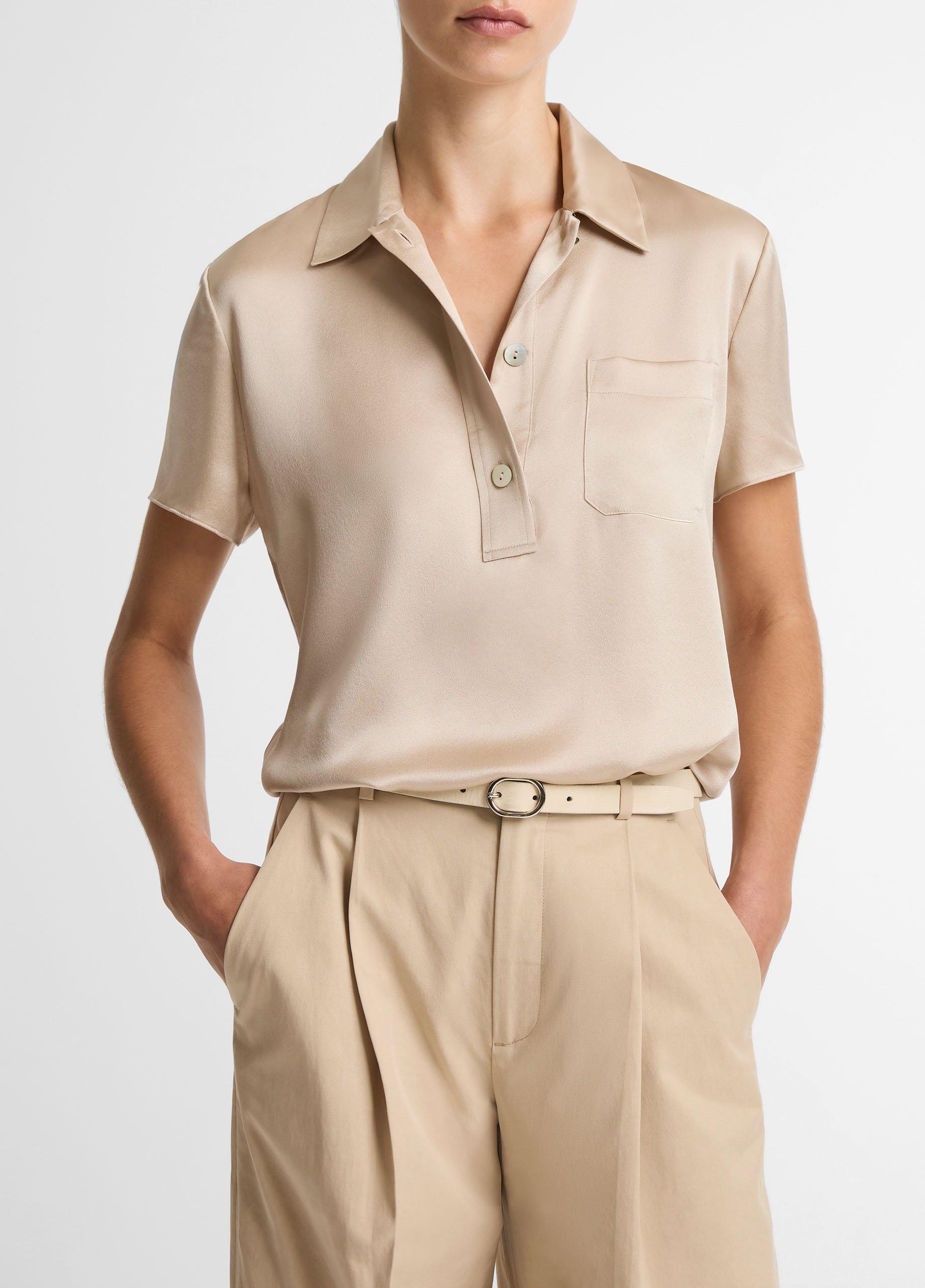 Silk Short-Sleeve Polo Shirt