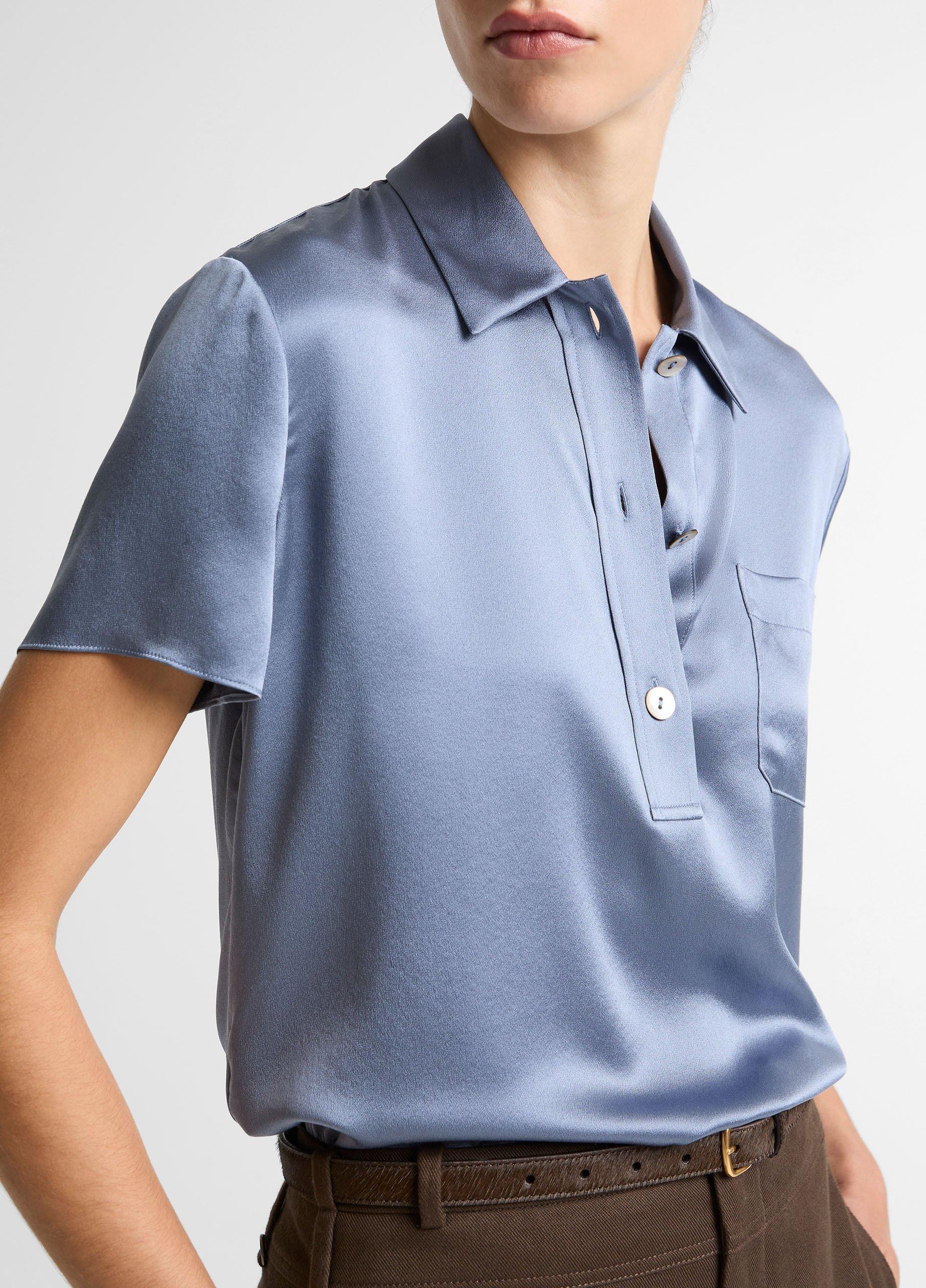 Silk Short-Sleeve Polo Shirt image number 1