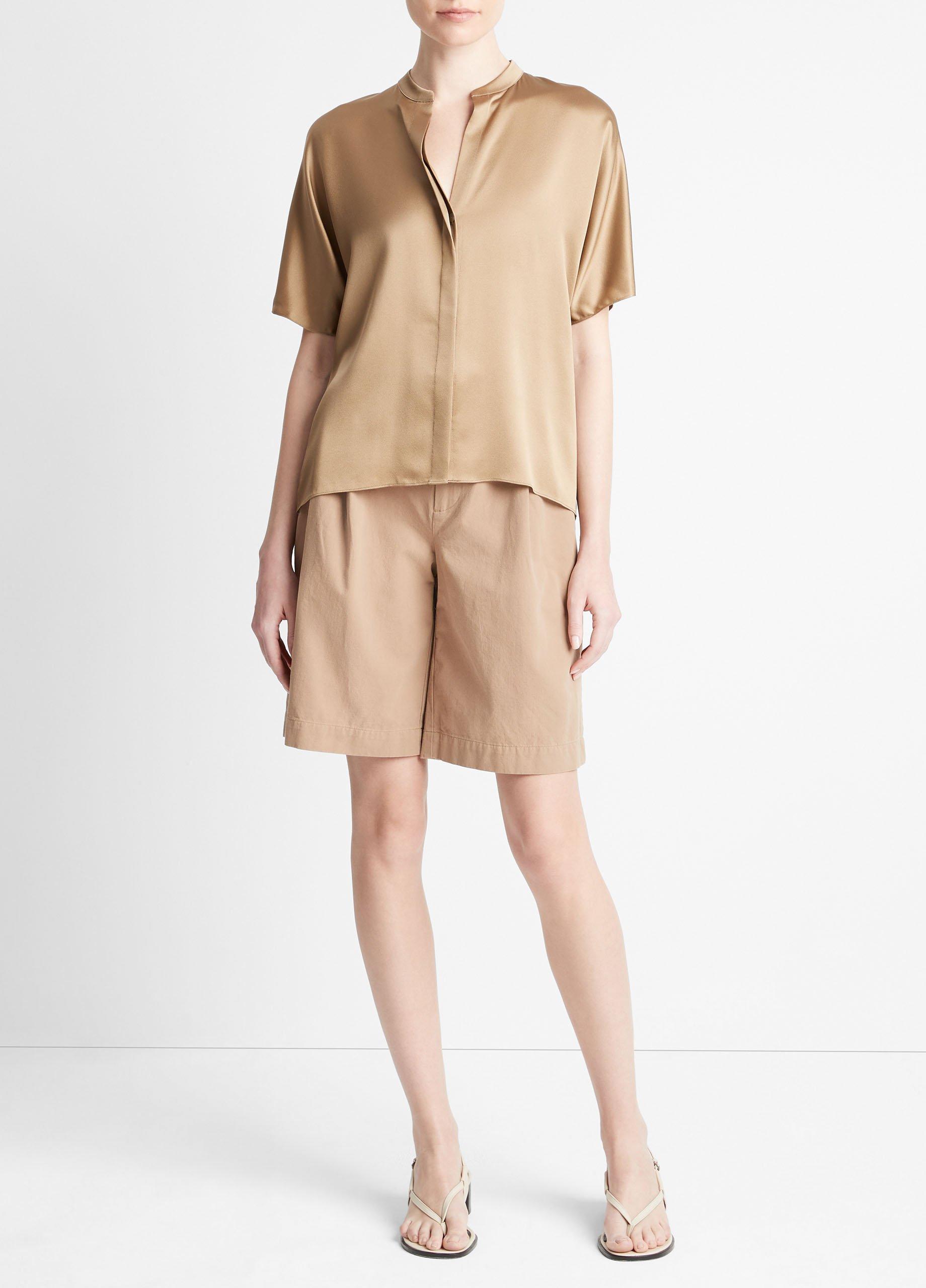 빈스 Vince Silk Dolman Short-Sleeve Blouse,COCOON