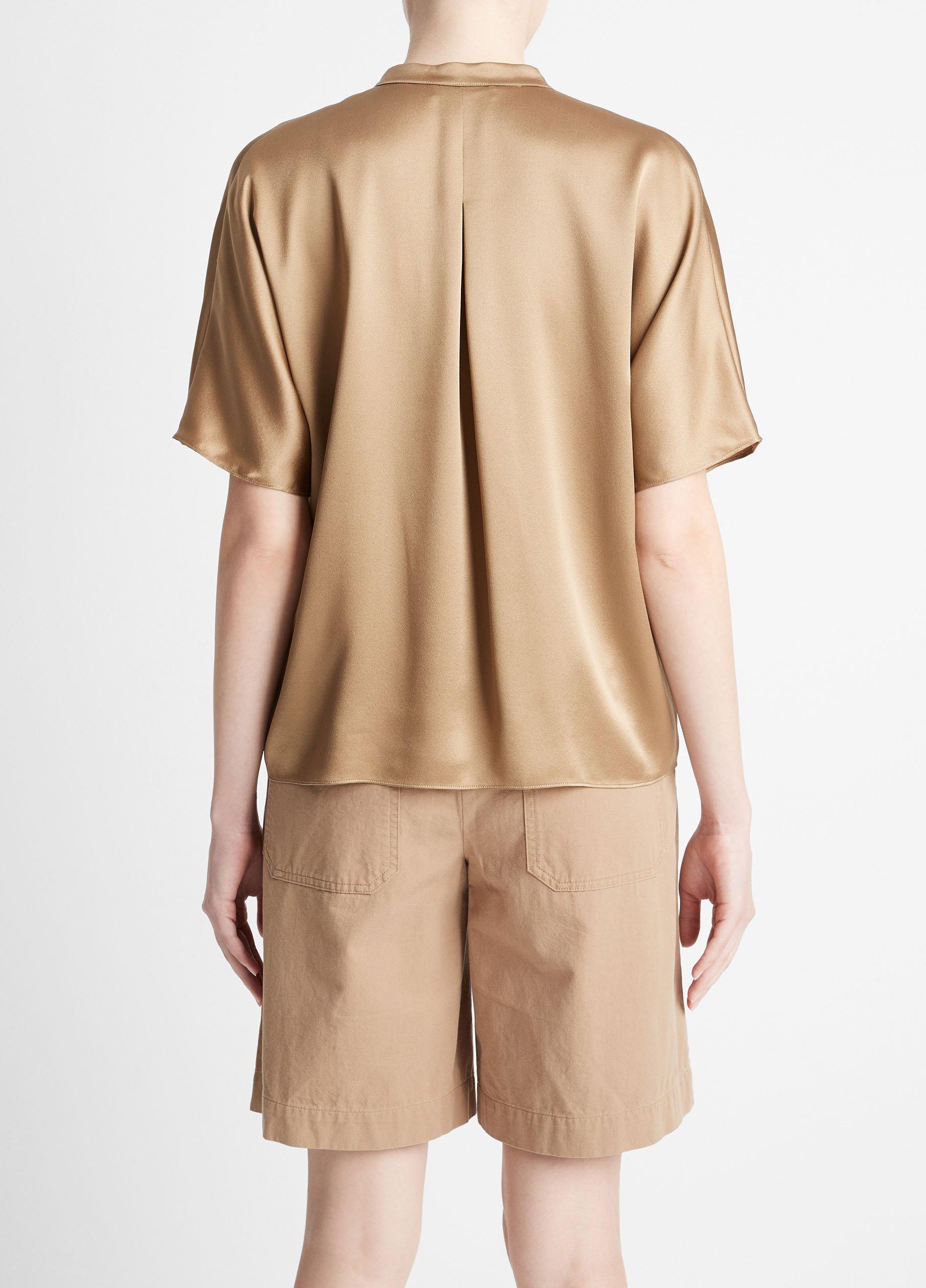 Vince. 100% Silk Tan Short Sleeve Blouse Size XS - 80% off