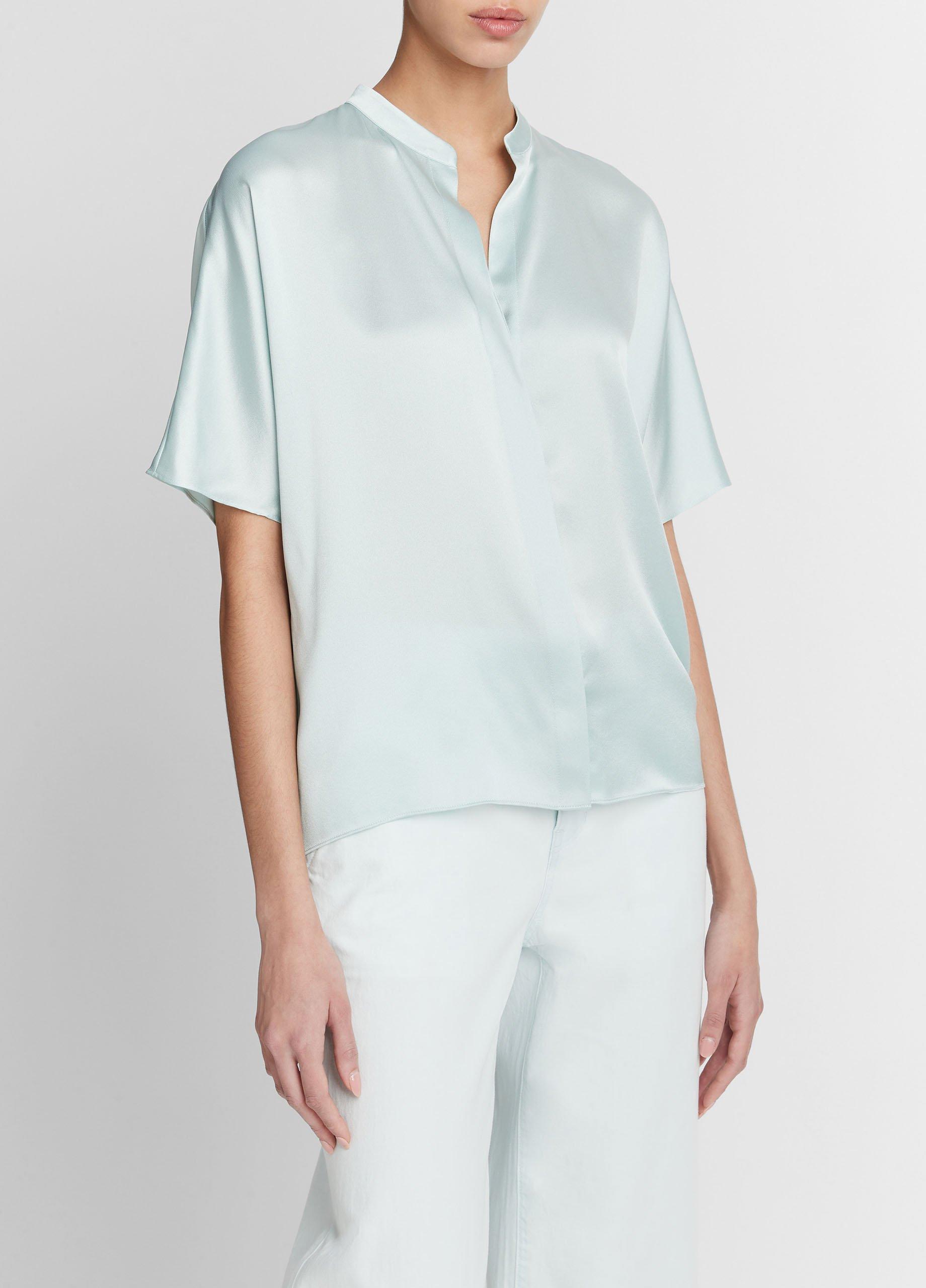 Silk Dolman Short-Sleeve Blouse