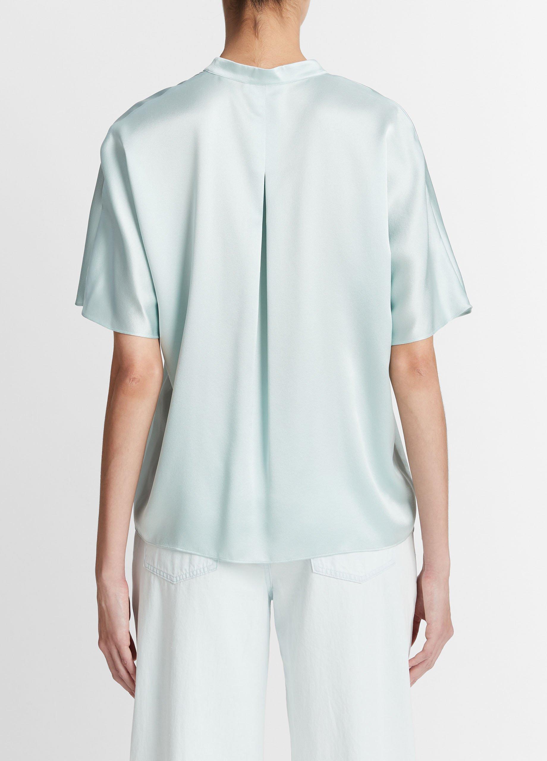 Silk Dolman Short-Sleeve Blouse