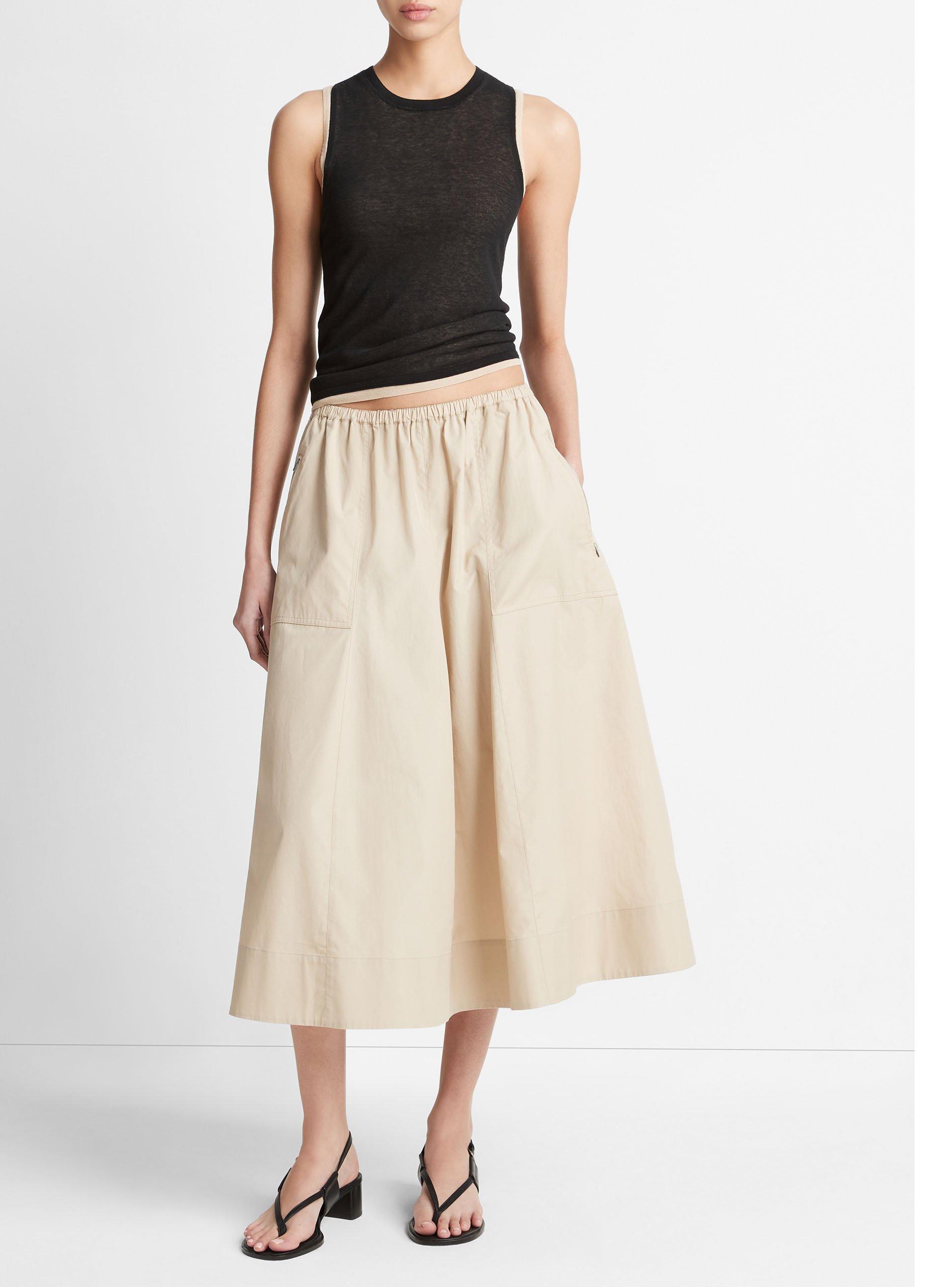 Cotton Zip Pocket Utility Skirt in Dresses Skirts Vince