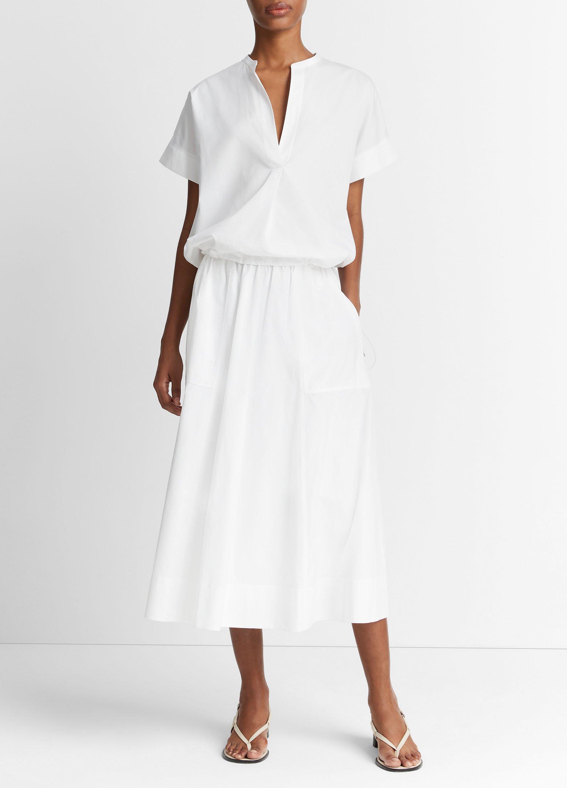 빈스 Vince Cotton Zip-Pocket Utility Skirt,OPTIC WHITE