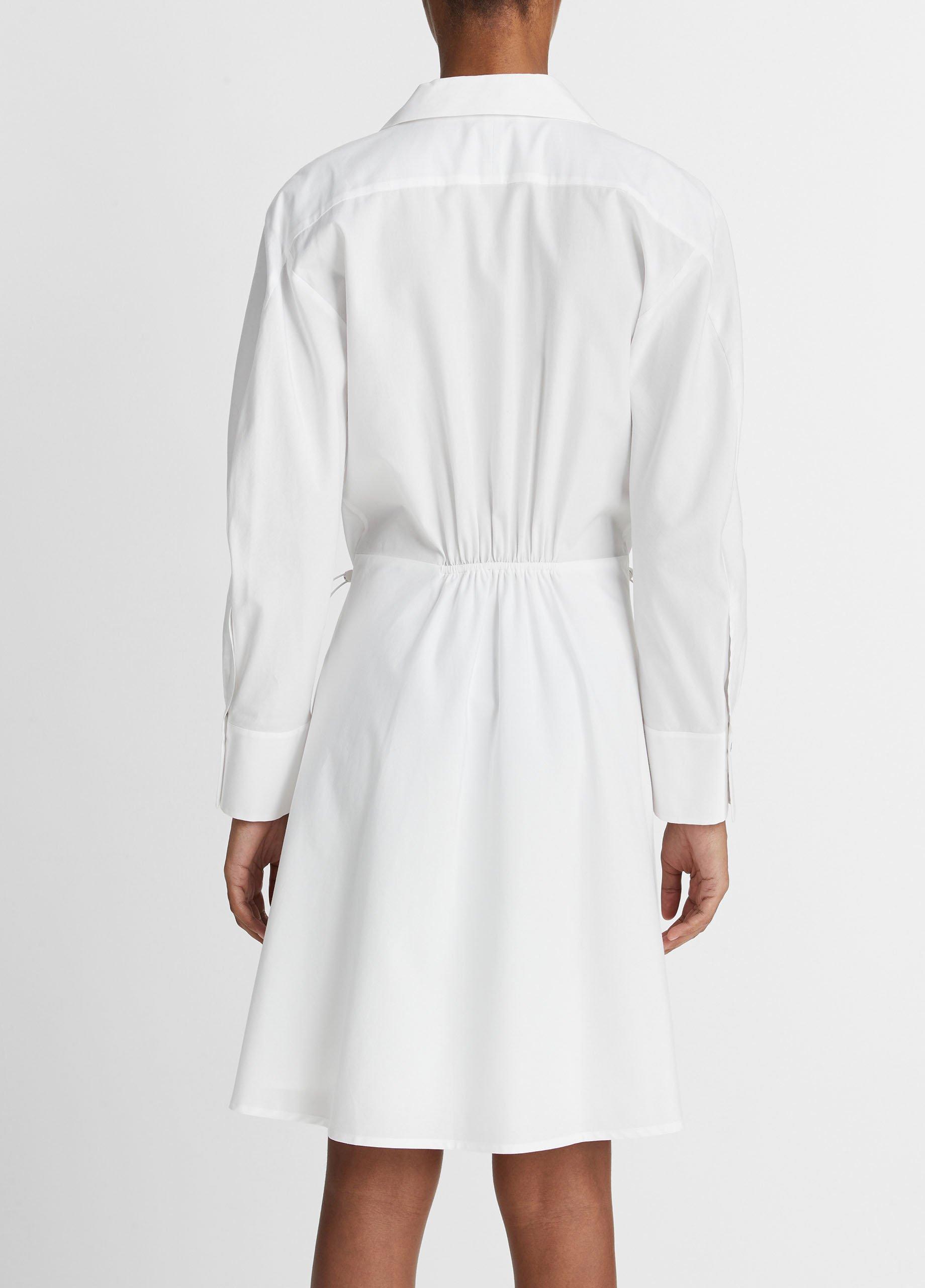 Cotton Drawcord Ruched Shirt Dress in Dresses & Skirts | Vince