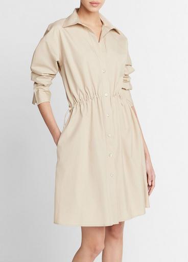 Cotton Drawcord Ruched Shirt Dress image number 2