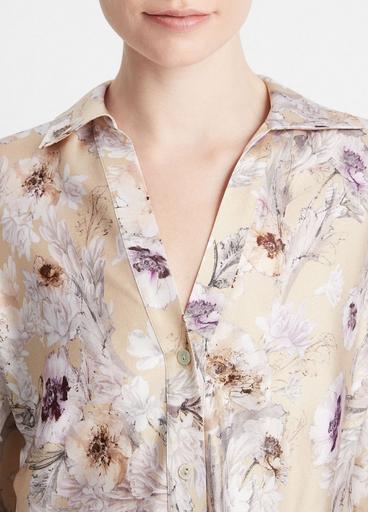 Wild Flower Silk Bias Long-Sleeve Blouse image number 1