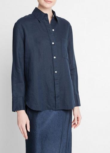 Linen Easy Button-Front Shirt image number 2