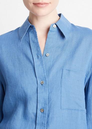 Linen Easy Button-Front Shirt image number 1