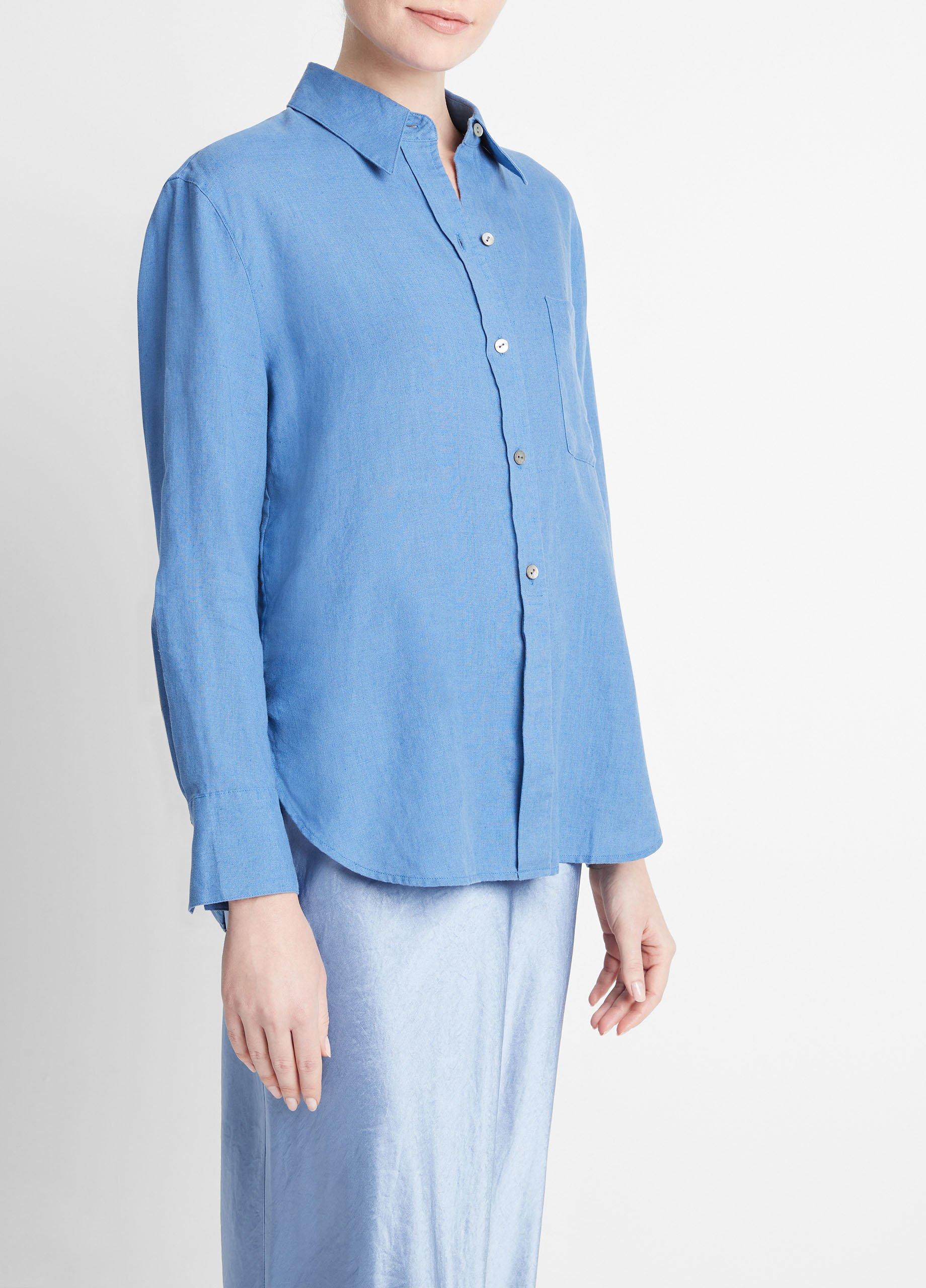 Linen Easy Button-Front Shirt