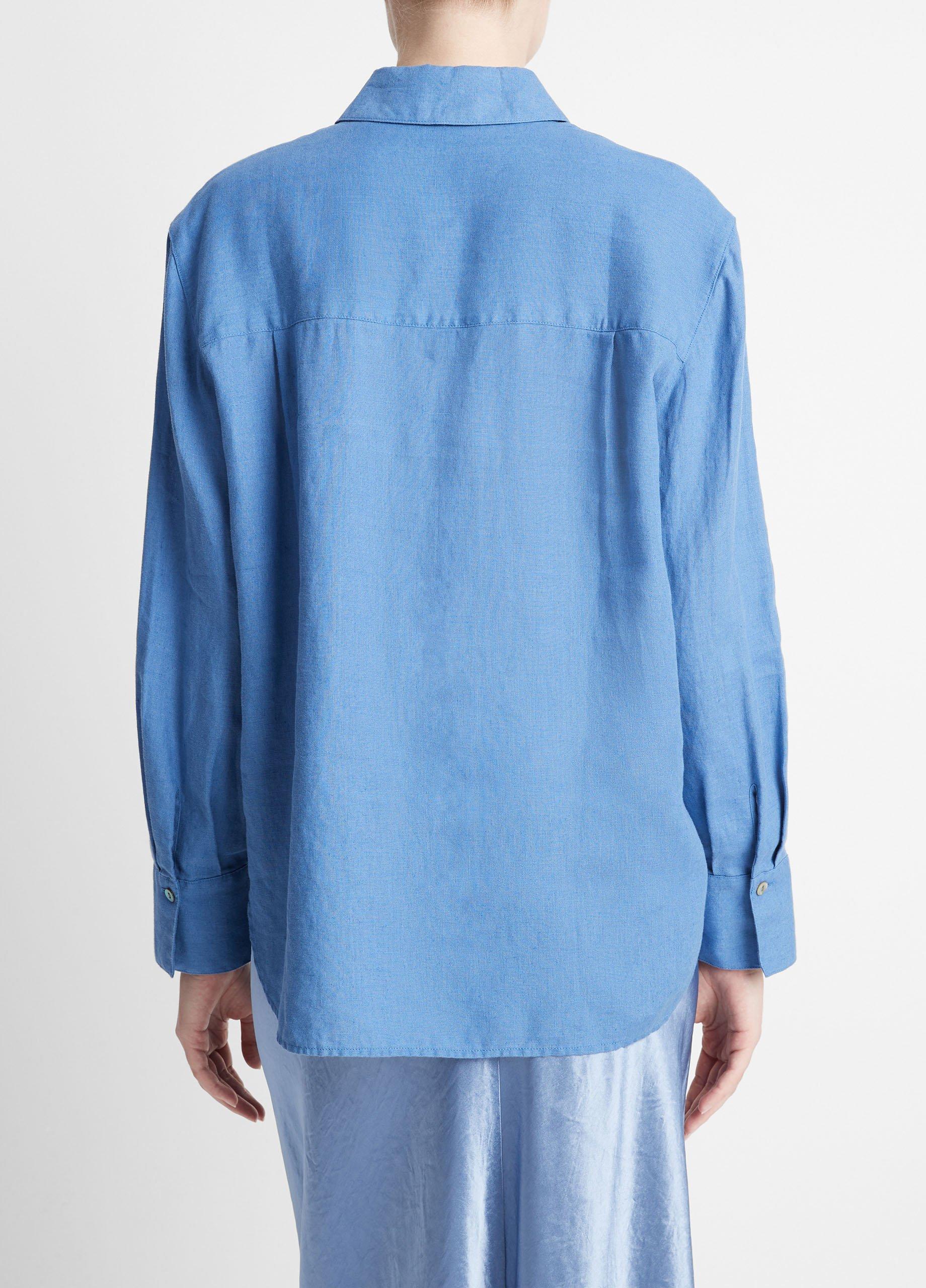 Linen Easy Button-Front Shirt in Shirts & Tees | Vince