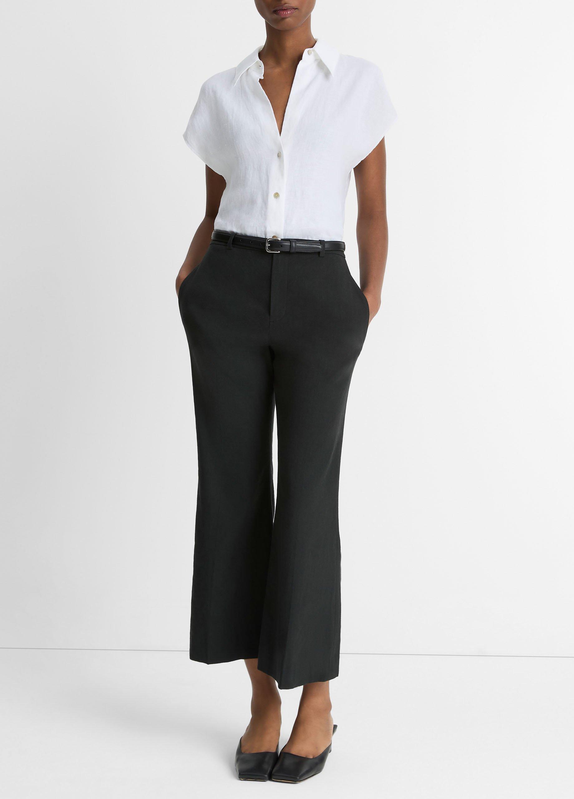 Linen Cap-Sleeve Button-Front Blouse image number 3