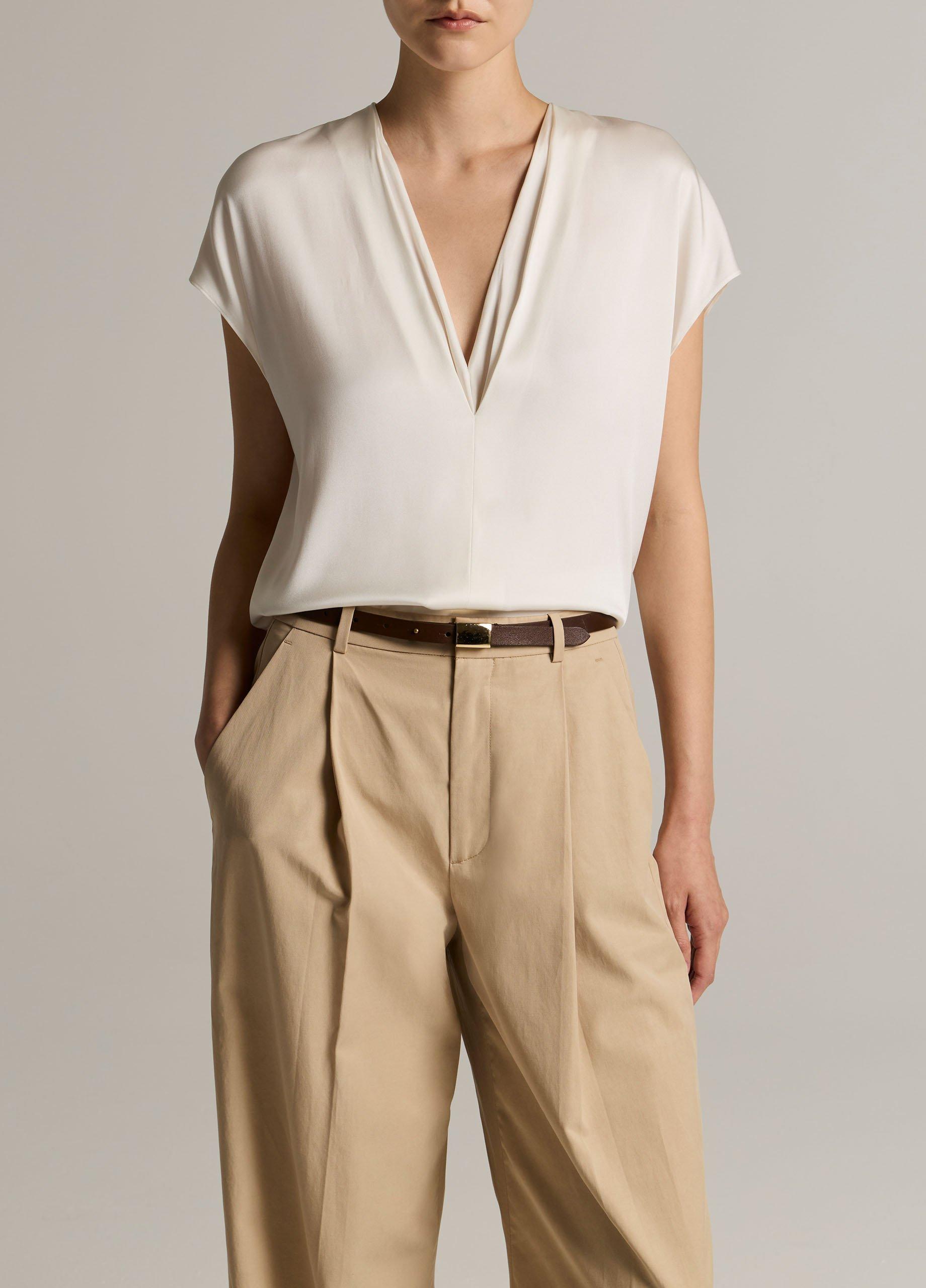 Silk-Blend Double V-Neck Top image number 0