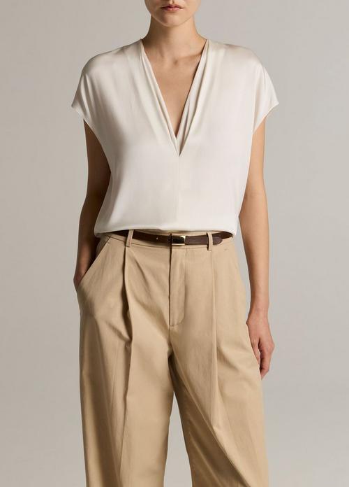 Silk-Blend Double V-Neck Top