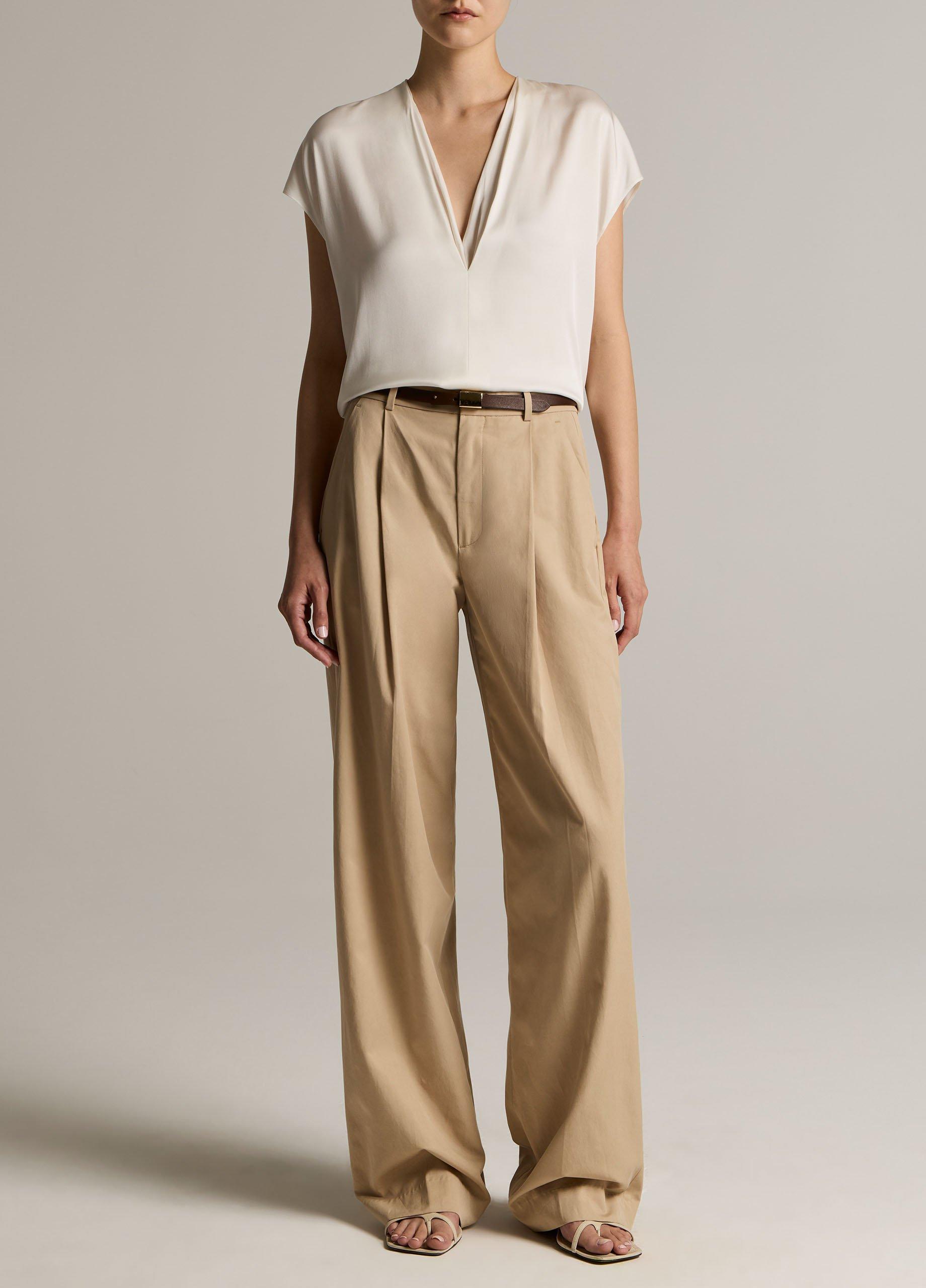 Silk-Blend Double V-Neck Top image number 3