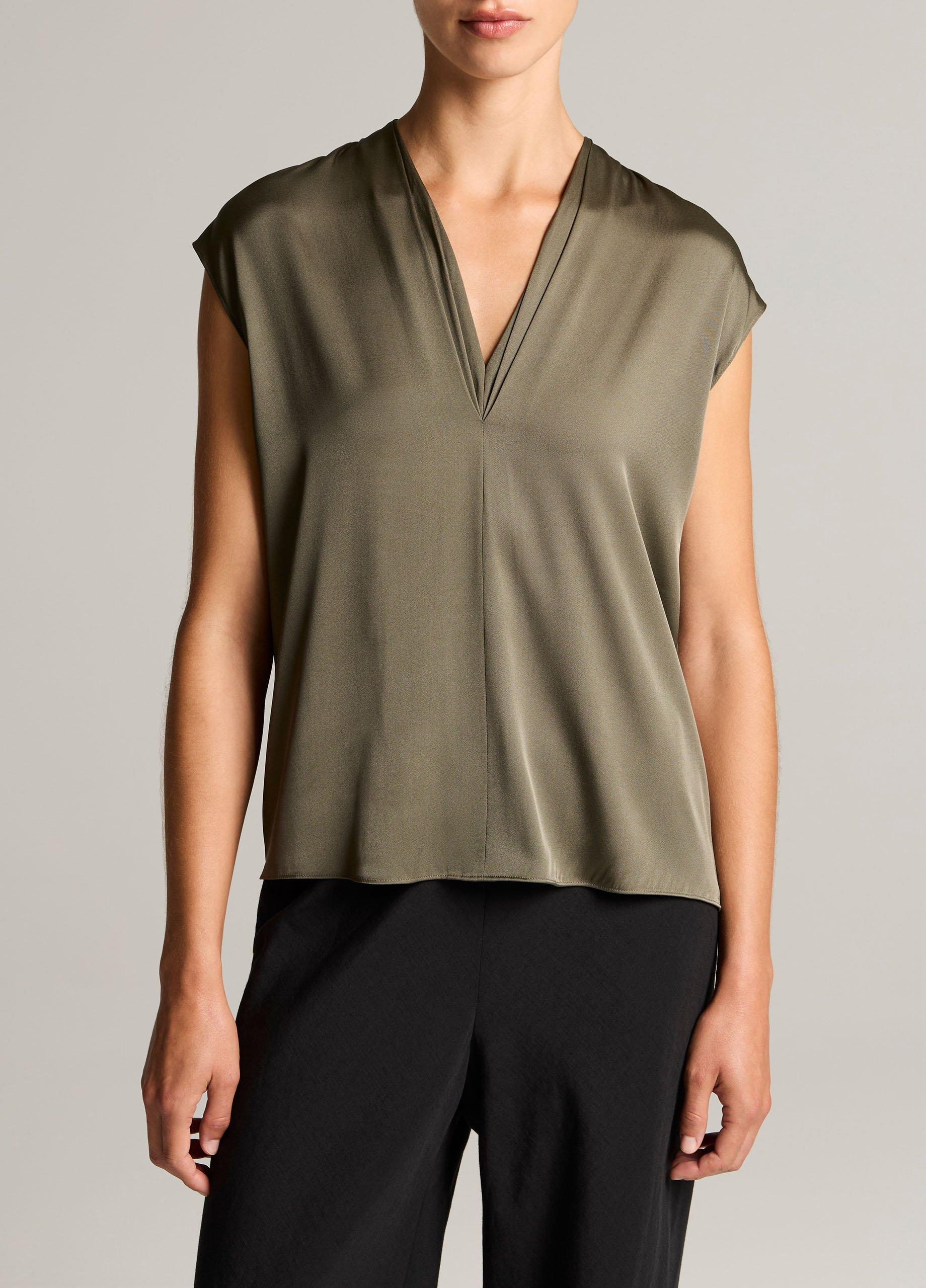 Silk-Blend Double V-Neck Top image number 0