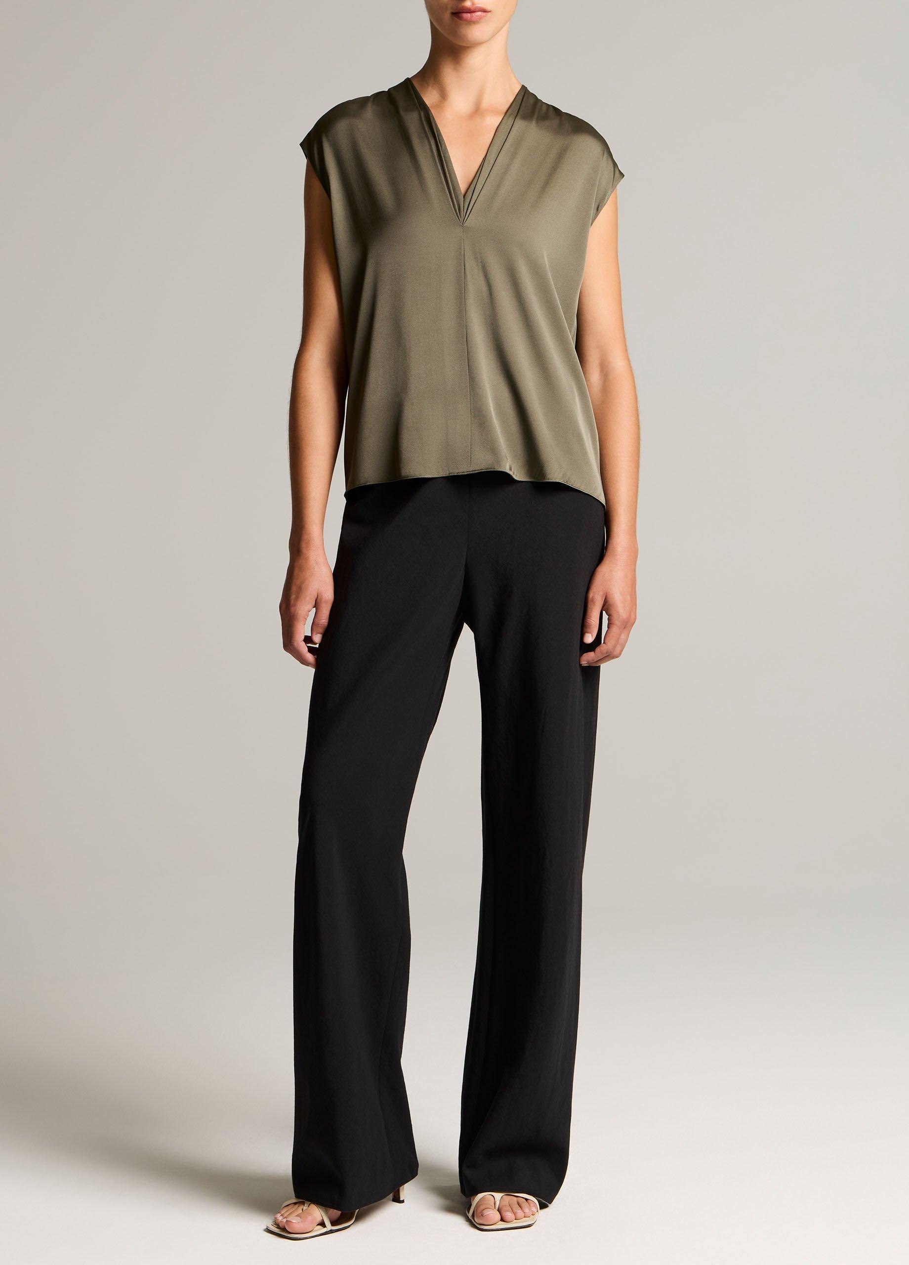 Silk-Blend Double V-Neck Top image number 3