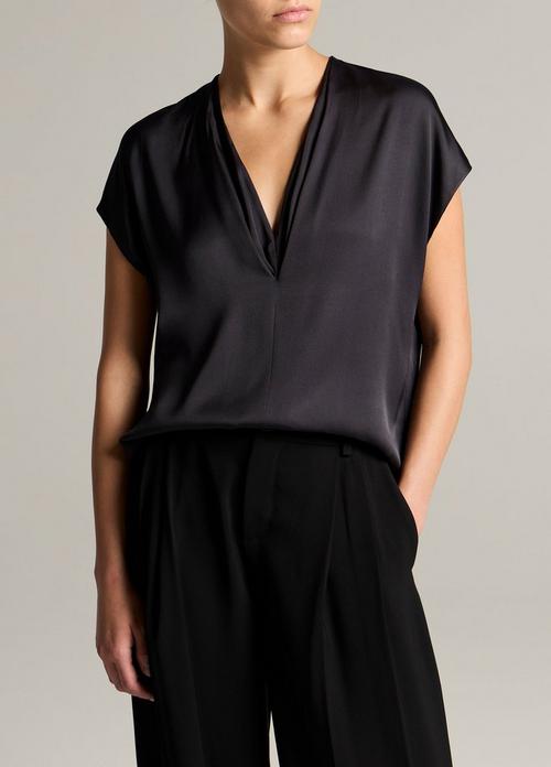 Silk-Blend Double V-Neck Top